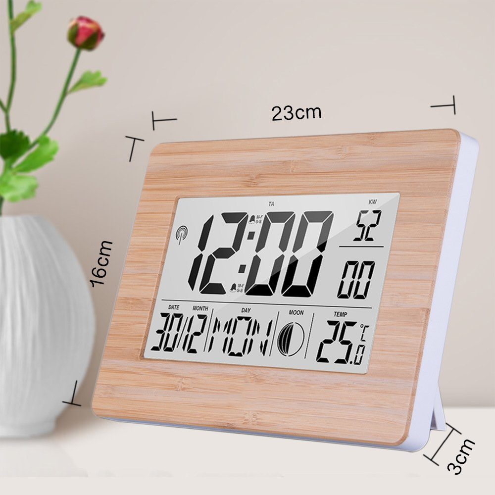 GelldG Digitaluhr Funkuhr, Digitale Uhr mit DCF Zeitsignal, LCD-Display,  Thermometer