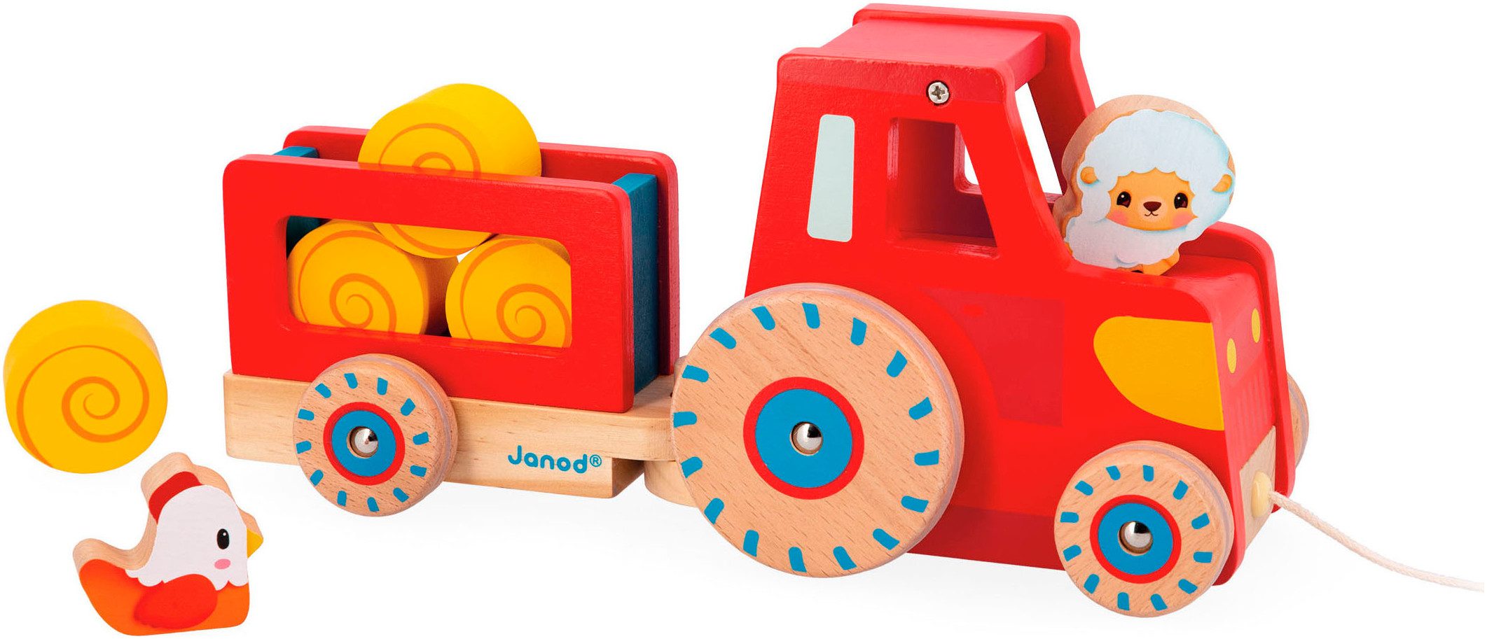 Janod Nachziehfahrzeug Bauernhof - Traktor, FSC® - schützt Wald günstig online kaufen