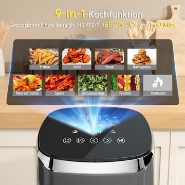 FABULETTA Heißluftfritteuse 9-in-1, 1680,00 W, Mit Digitalem LED-Touchscreen Rapid Air und Fettentfernungstechnologie