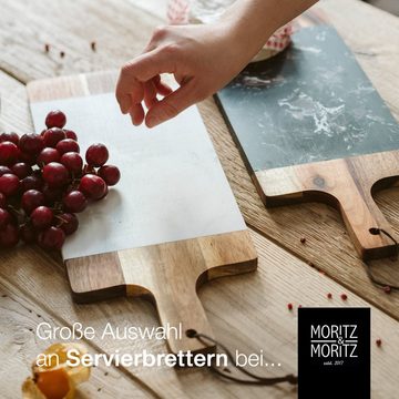 Moritz & Moritz Servierbrett Servierbrett Holz mit Marmor-Platte, Akazienholz/Marmor, (41x16x1,3 cm, 1-St), zum Anrichten und Servieren von Käse, Fisch, Fleisch u.v.m.