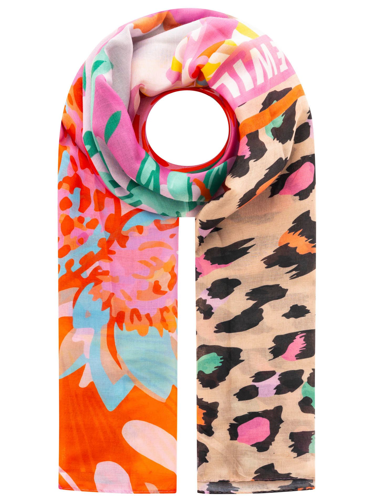 Zwillingsherz Schal "Wild Jungle", farbenfrohes Muster mit Schriftzug