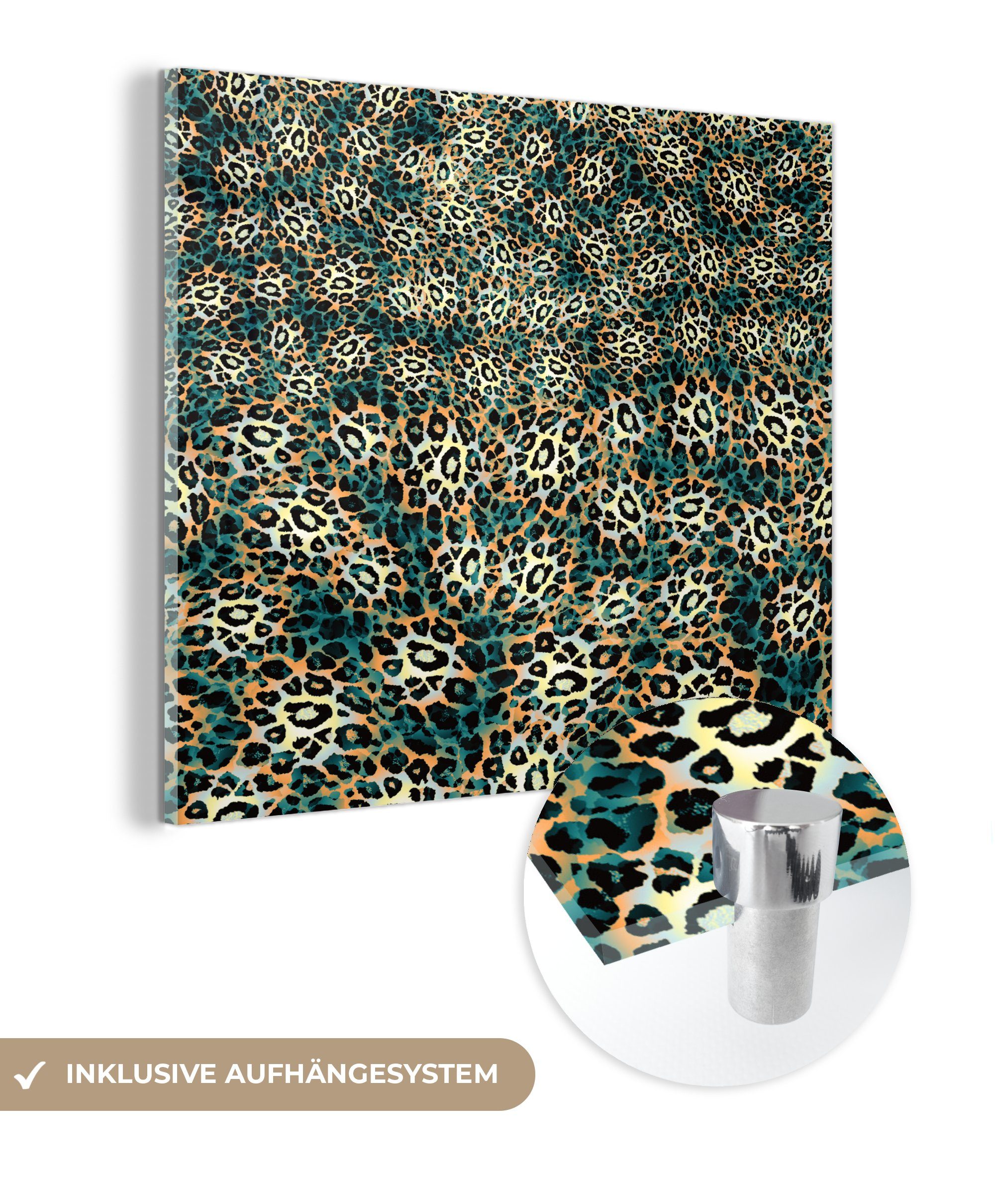 MuchoWow Acrylglasbild Leopardenmuster - Muster - Wild, (1 St), Glasbilder - Bilder auf Glas Wandbild - Foto auf Glas - Wanddekoration