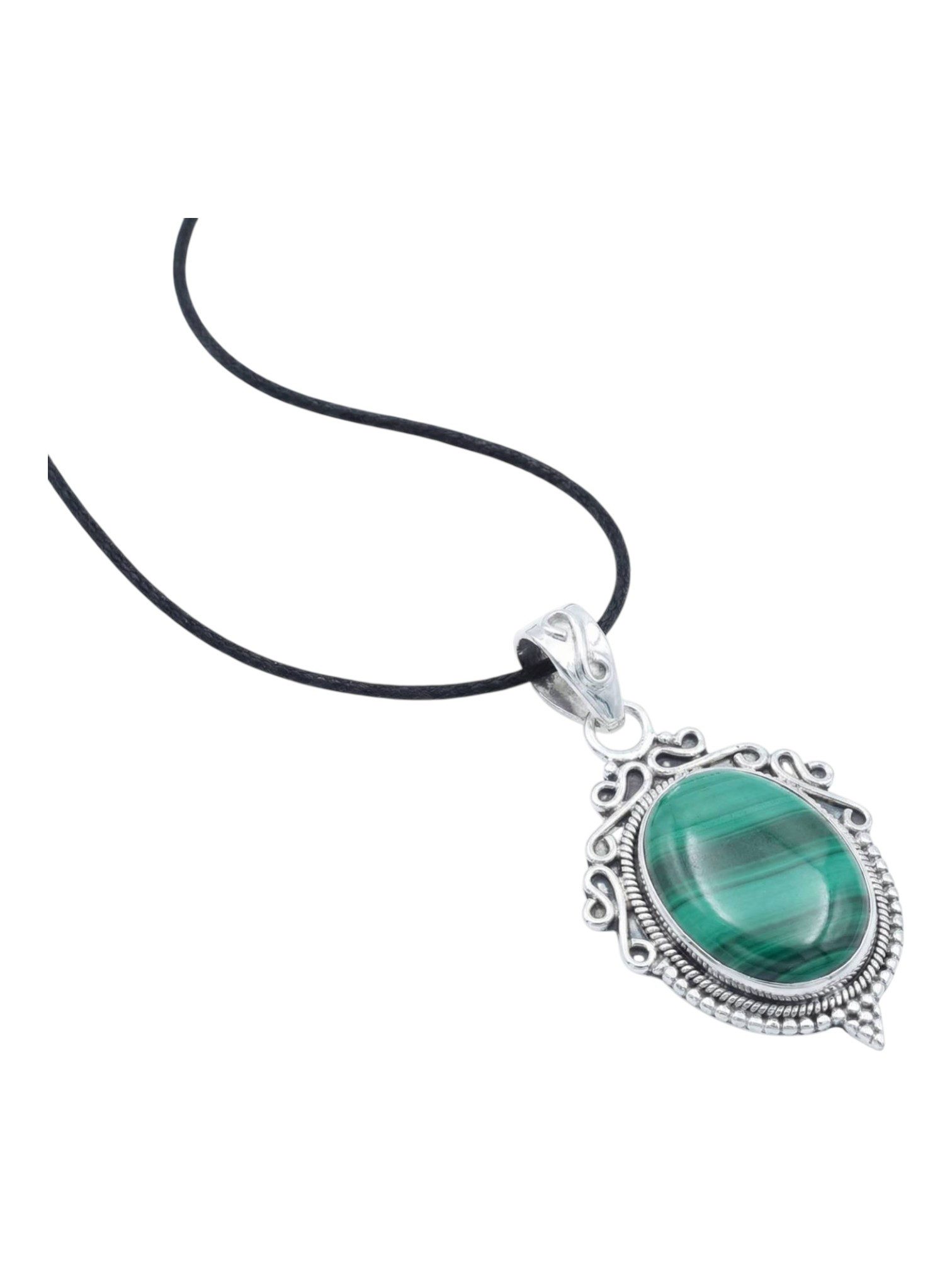 Kettenanhänger BUNDERAN aus 925 Silber mit Malachit
