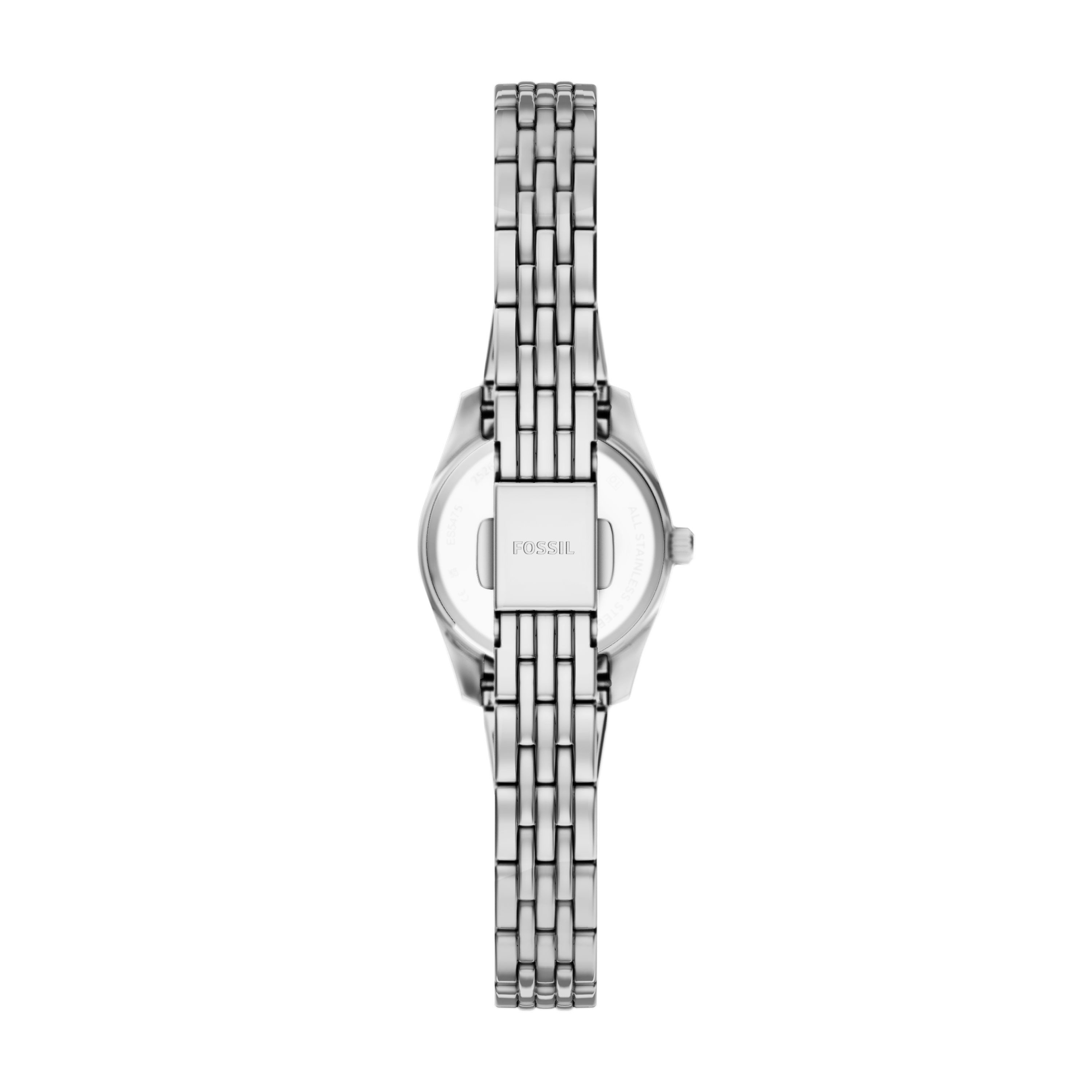 Fossil Quarzuhr Scarlette ES5475, Armbanduhr, Damenuhr, Edelstahlarmband, analog, Glassteine