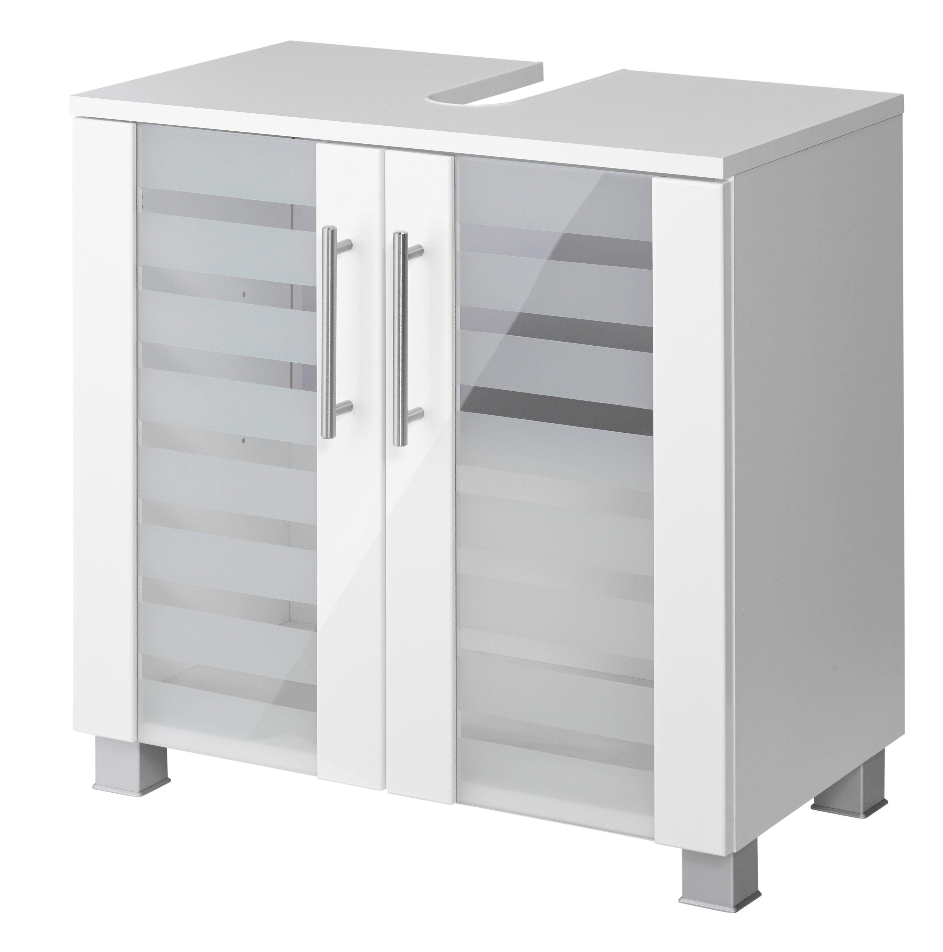 welltime Waschbeckenunterschrank Jaca Breite 60 cm, mit MDF Hochglanz-Fronten