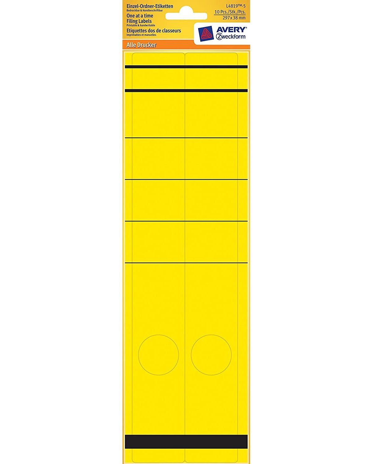 Avery Zweckform Ярлыки 10x Папки с файлами-Etiketten A4 Schmal Lang Gelb, A4 Папки с файламиrücken Rückenschilder Папки с файлами-Aufkleber