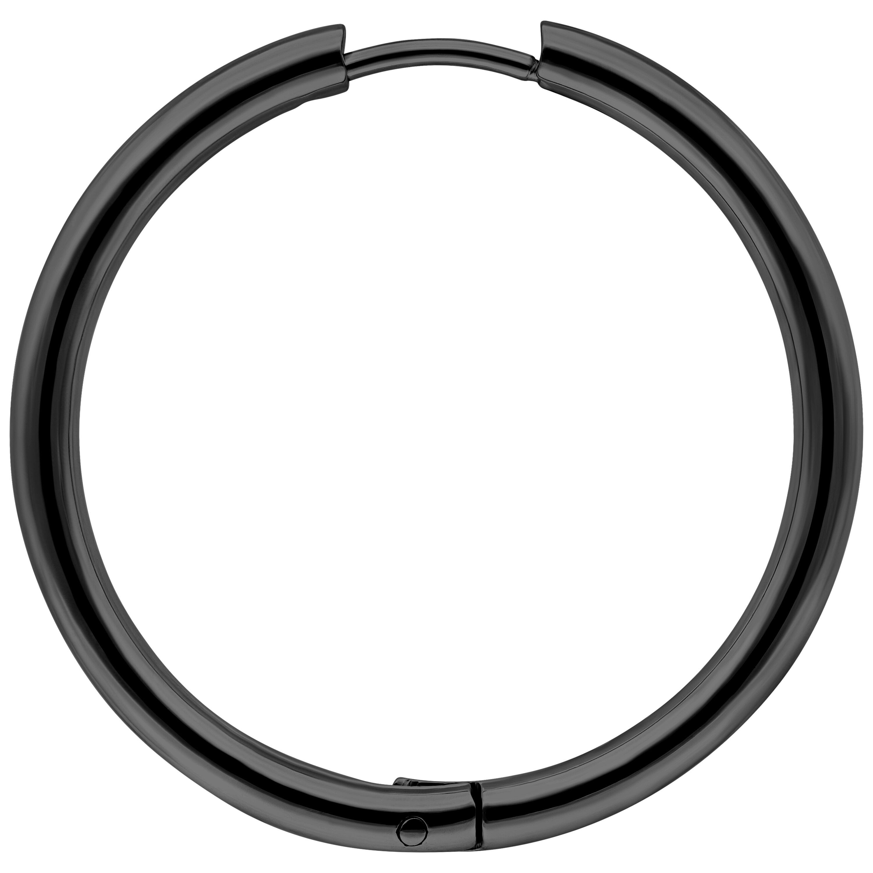 Wildcat Paar Ohrhänger Little Hoops - Schwarz, 25,0 mm, Chirurgenstahl 316L - wasserfest, langlebig, hautverträglich – Bild 4 von 5
