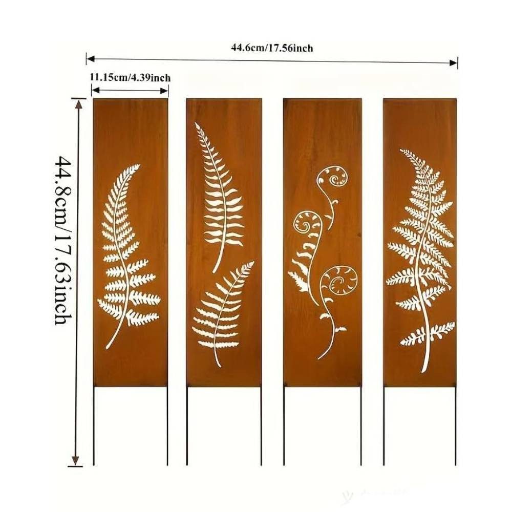 BlingBin Sichtschutzelement 4er Set Sichtschutz Metall, Rostoptik Sichtschutz für Garten, (4er Set, 4-St., Produktabmessungen: 11.15B x 44.8H cm), Sichtschutzelement - Sichtschutzwand - Gartendekoration Zaun - Rost