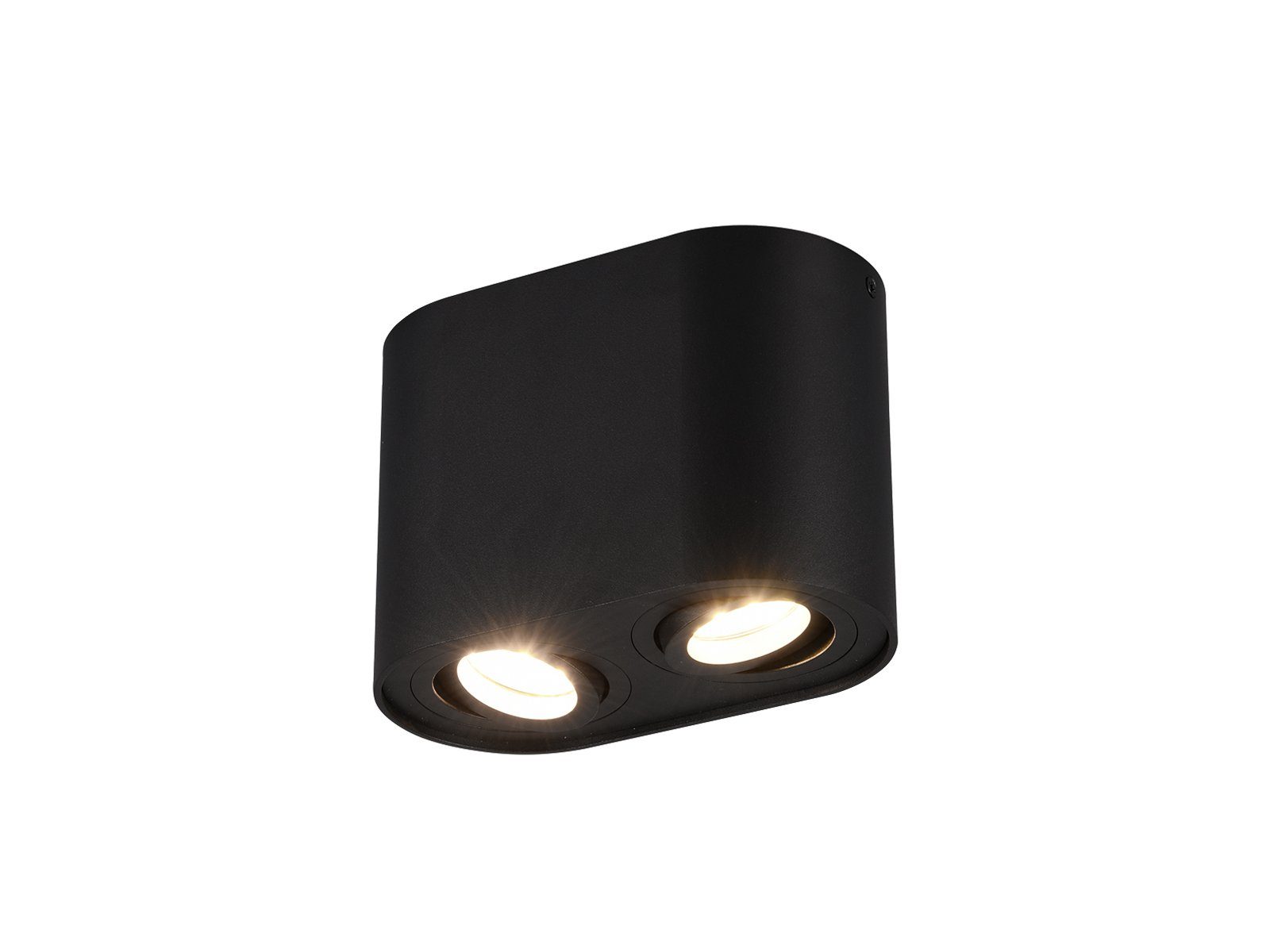 TRIO Leuchten LED Deckenstrahler, LED wechselbar, Warmweiß, Aufbau-Spot Aufputz Strahler innen 2-flammig Lichtspots Schwarz H:12cm