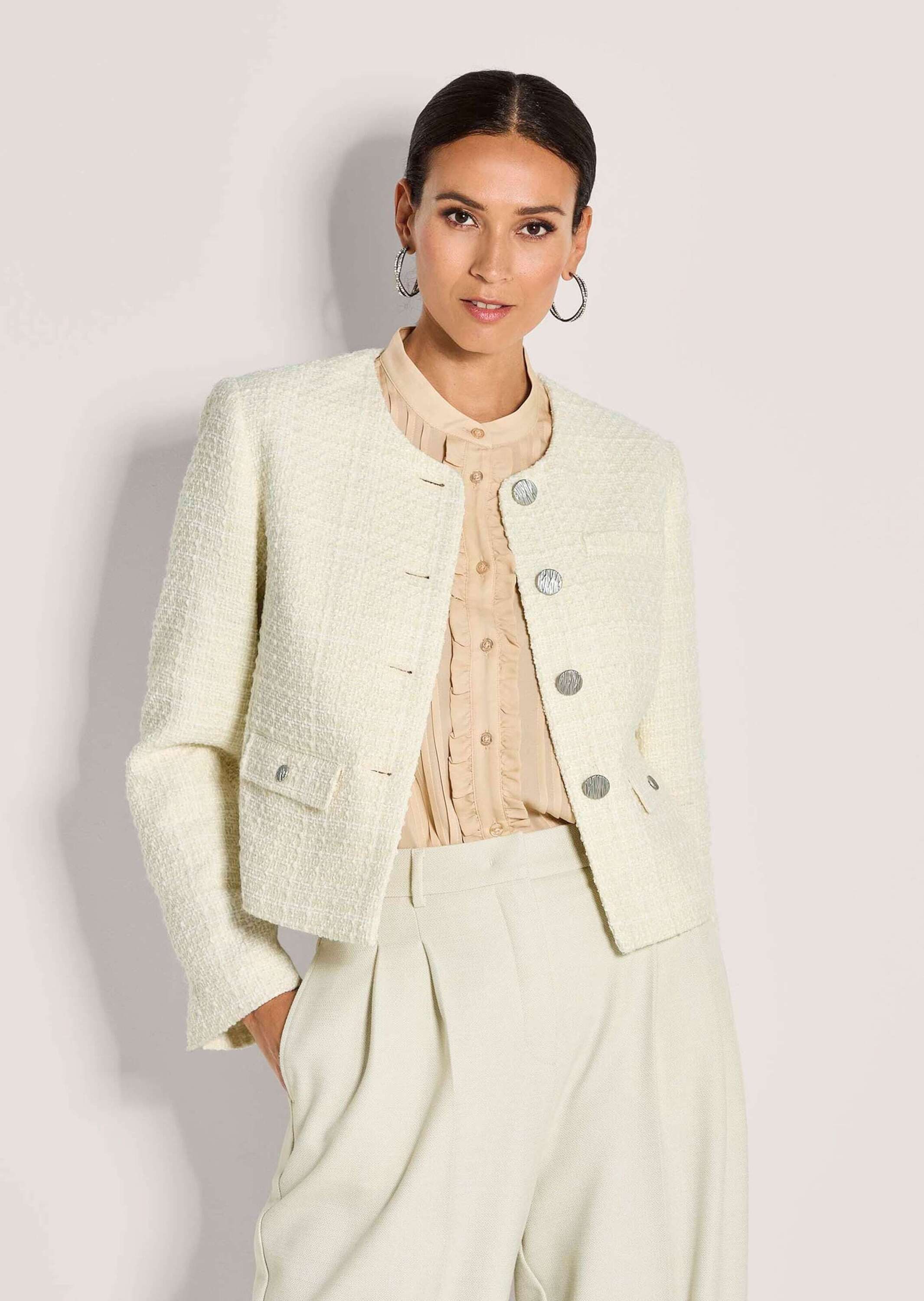 MADELEINE Kurzblazer Eleganter Tweed-Kurzblazer mit Metallknöpfen Businessj günstig online kaufen