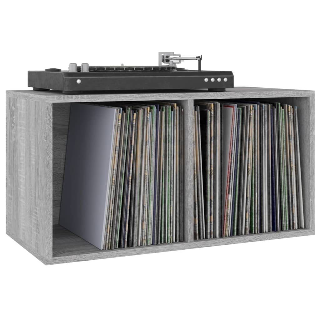 vidaXL Aufbewahrungsbox Schallplatten-Box 71x34x36cm (1 St) Sonoma Holzwerkstoff Grau