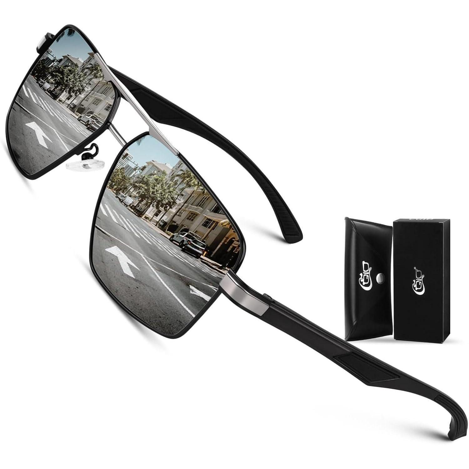 LuxusKollektion Pilotenbrille Pilotenbrille Herren Polarisiert Al-Mg UV400 Schutz mit Etui