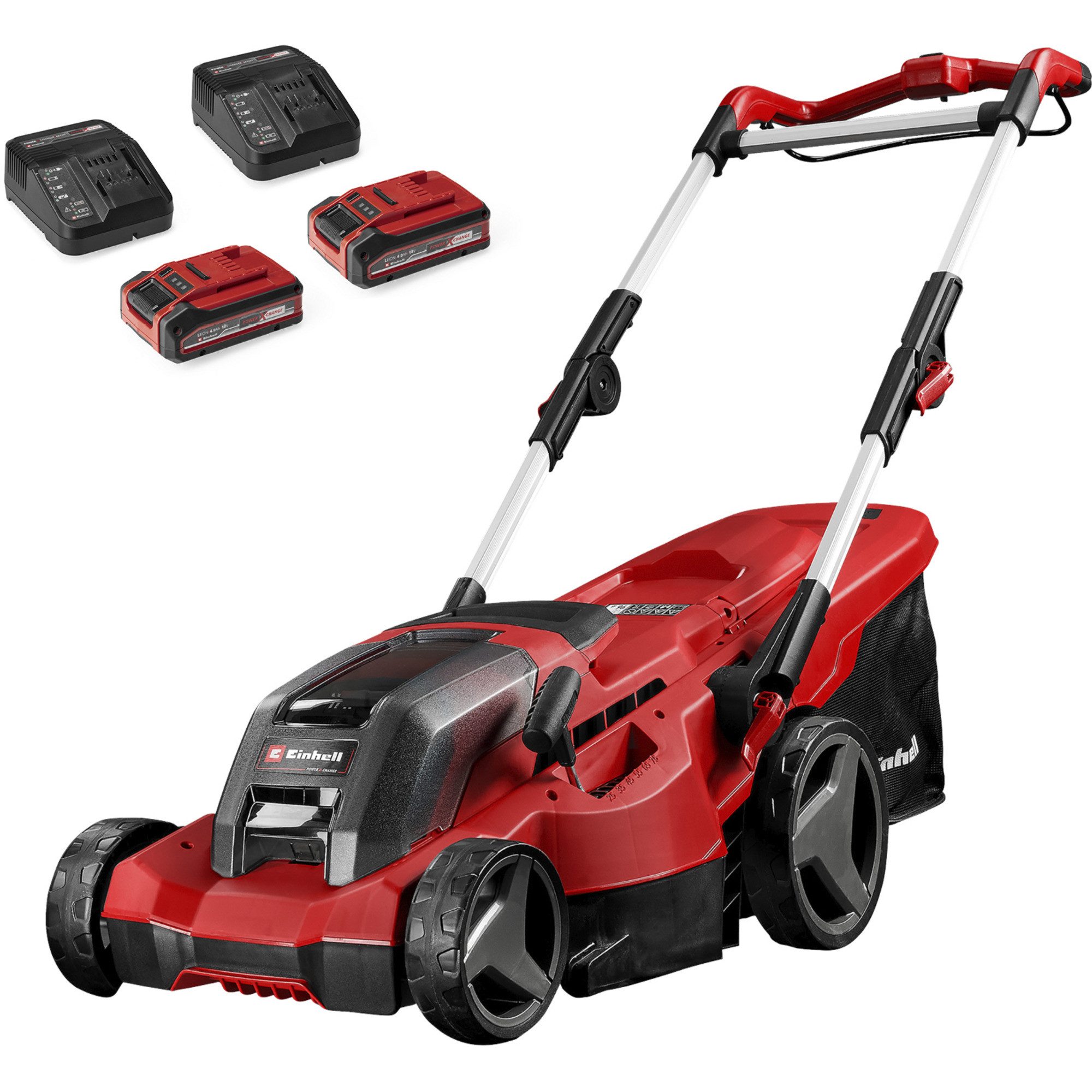 Einhell Akkurasenmäher EINHELL Power X-Change Akku-Rasenmäher GE-CM 36/37, 37 cm Schnittbreite, (2x Li-Ionen Plus Akku 4,0Ah)