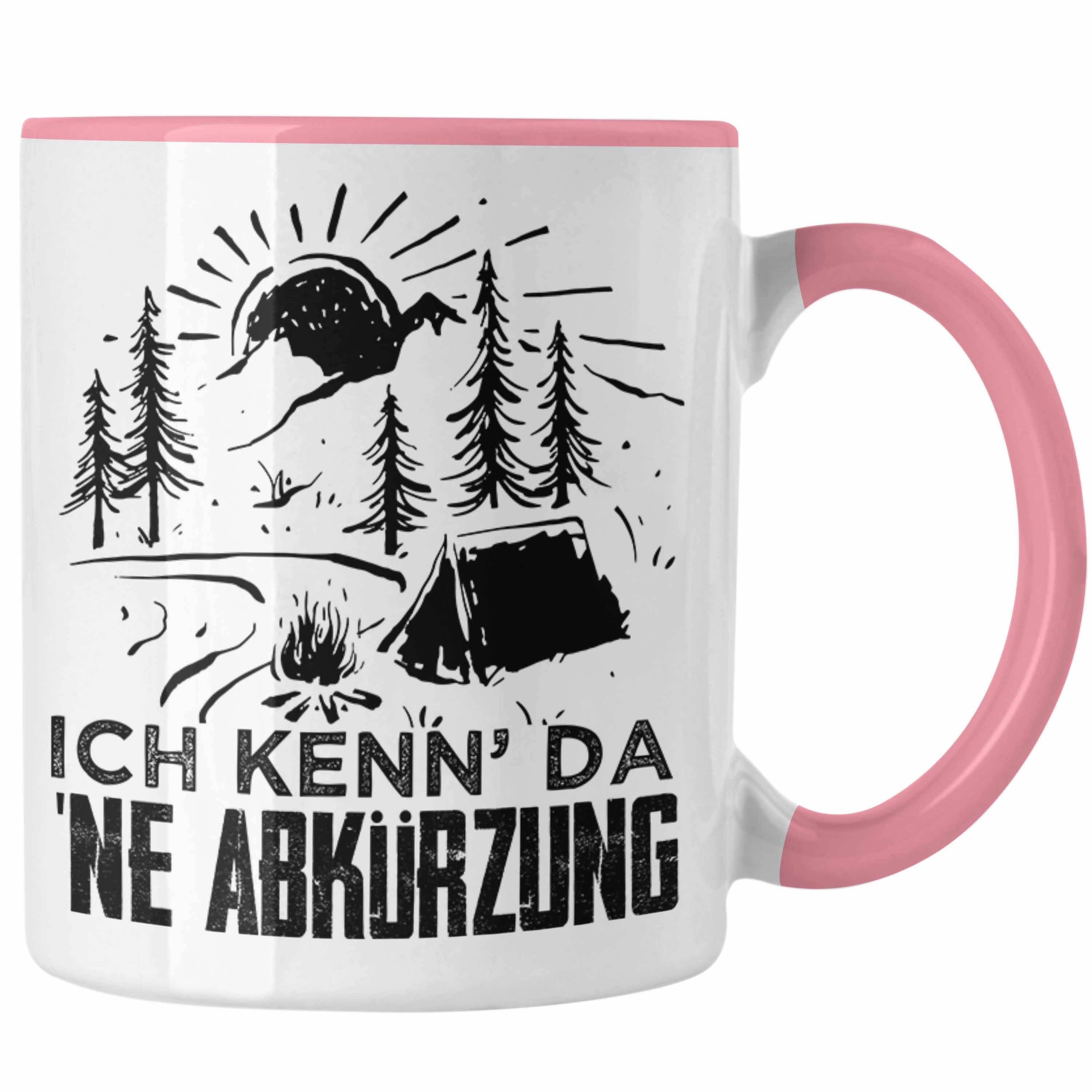 Trendation Tasse Trendation - Wandern Tasse Geschenk Wanderer Ich Kenn Da Ne Abkürzung Geschenkidee Berge Alpen Geschenke Rosa