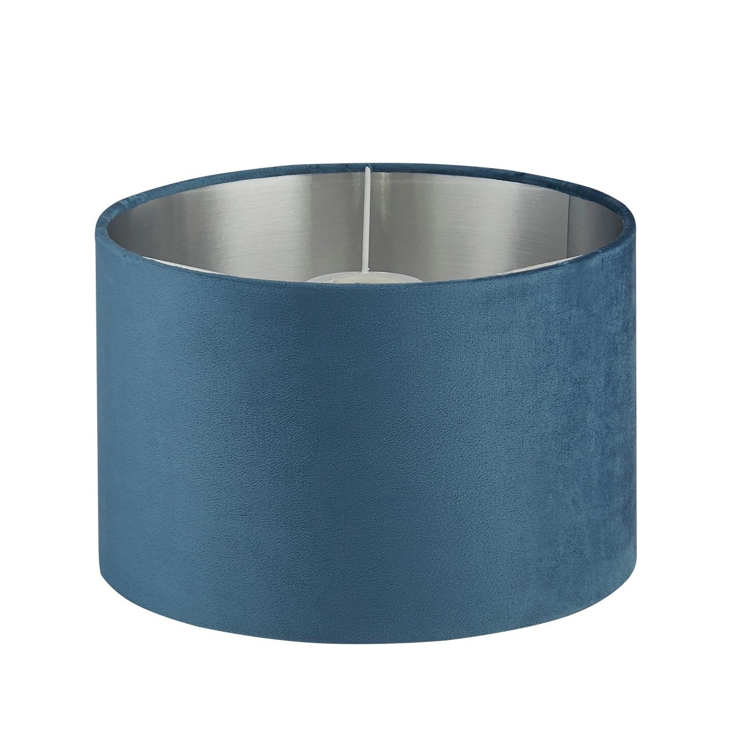 Licht-Erlebnisse Лампиschirm GIRONA, Ø 28 cm in Petrol Silber gebürstet Stoff Modern Flur