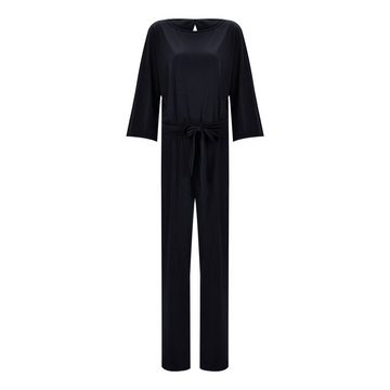 B.X Loungehose Damen Jumpsuit Slim-Hosen Komforthosen Gerade Hosen Bundfaltenhosen O-Ausschnitt stilvoll einfarbig lange Ärmel Romper Hosenanzug Gürtel