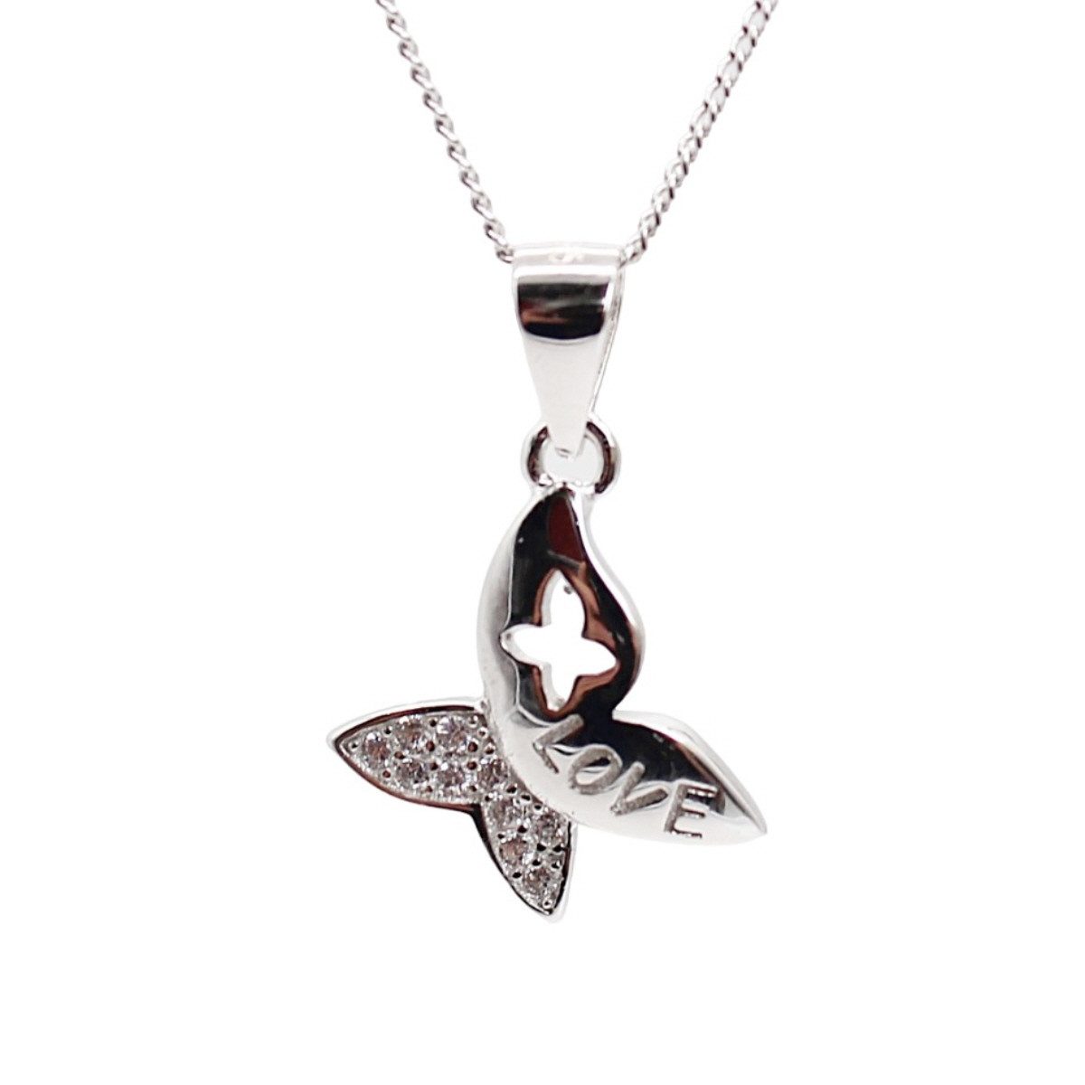 ELLAWIL Silberkette Kette mit Schmetterlings Anhänger Halskette Schmuck Mädchen Butterfly (GESCHENKIDEE, Valentinstag, Kettenlänge 40 cm, Sterlingsilber 925), inklusive Geschenkschachtel