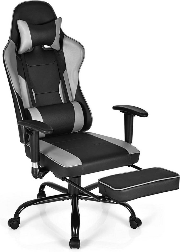 KOMFOTTEU Gaming-Stuhl Bürostuhl, höhenverstellbar&drehbar, Fußstütze, bis  150kg