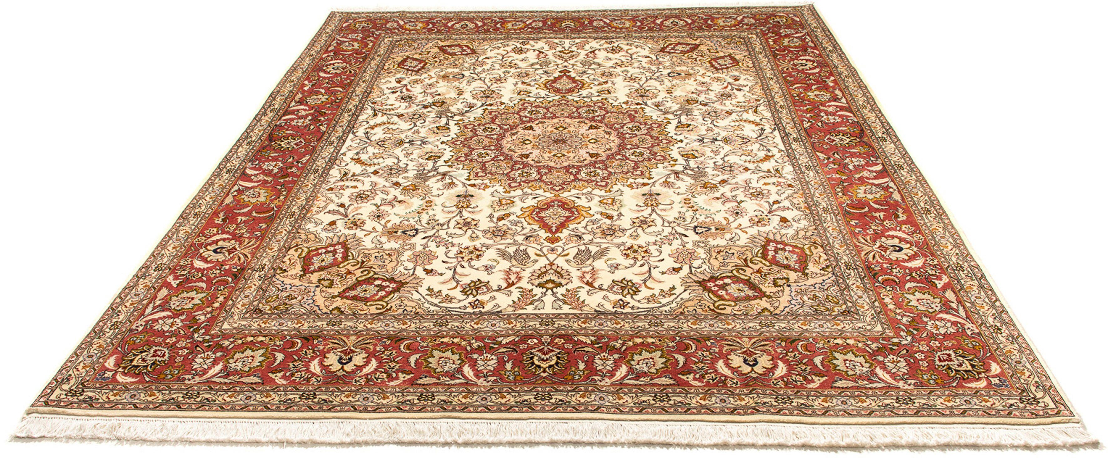 Orientteppich Perser - Täbriz - Royal - 250 x 198 cm - beige, morgenland, rechteckig, Höhe: 7 mm, Wohnzimmer, Handgeknüpft, Einzelstück mit Zertifikat