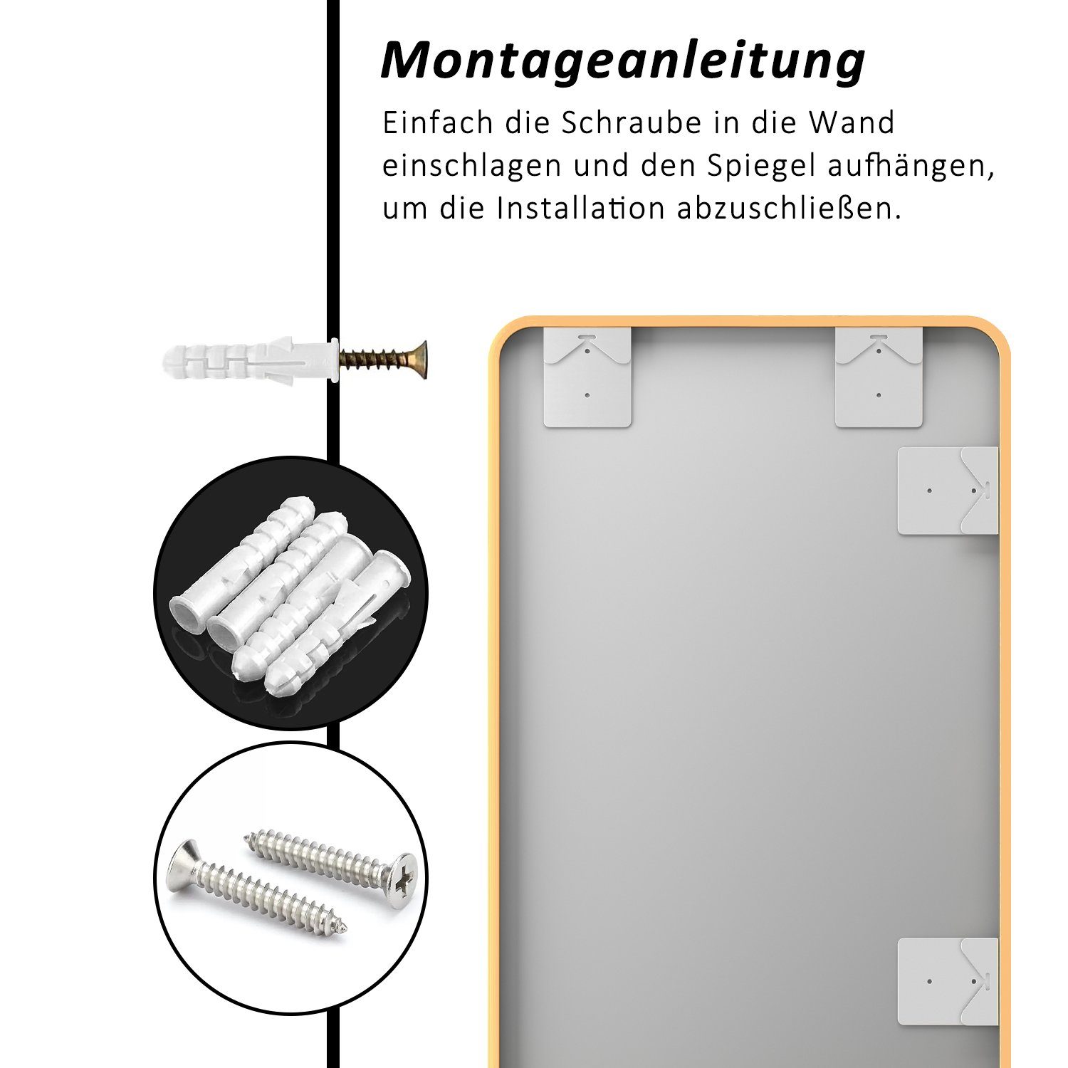 für Schlafzimmer Spiegel Wohnzimmer Waschraum, Aluminiumrahmen, Boromal Gold modern Wandspiegel mit Waschräume, Rechteckig