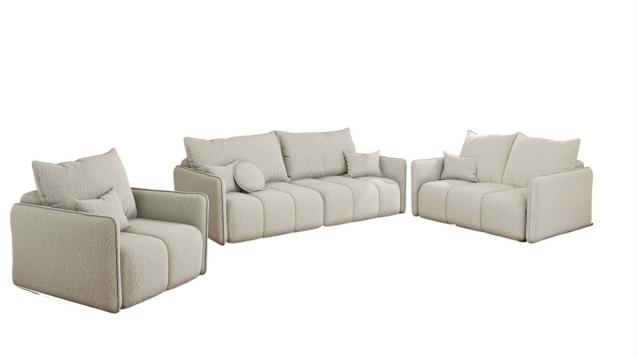 Fun Möbel Polstergarnitur Sofa-Set MORGANO 3-2-1 Sofagarnitur in Stoff Abriamo, (3-tlg), 3-Sitzer mit Schlaffunktion