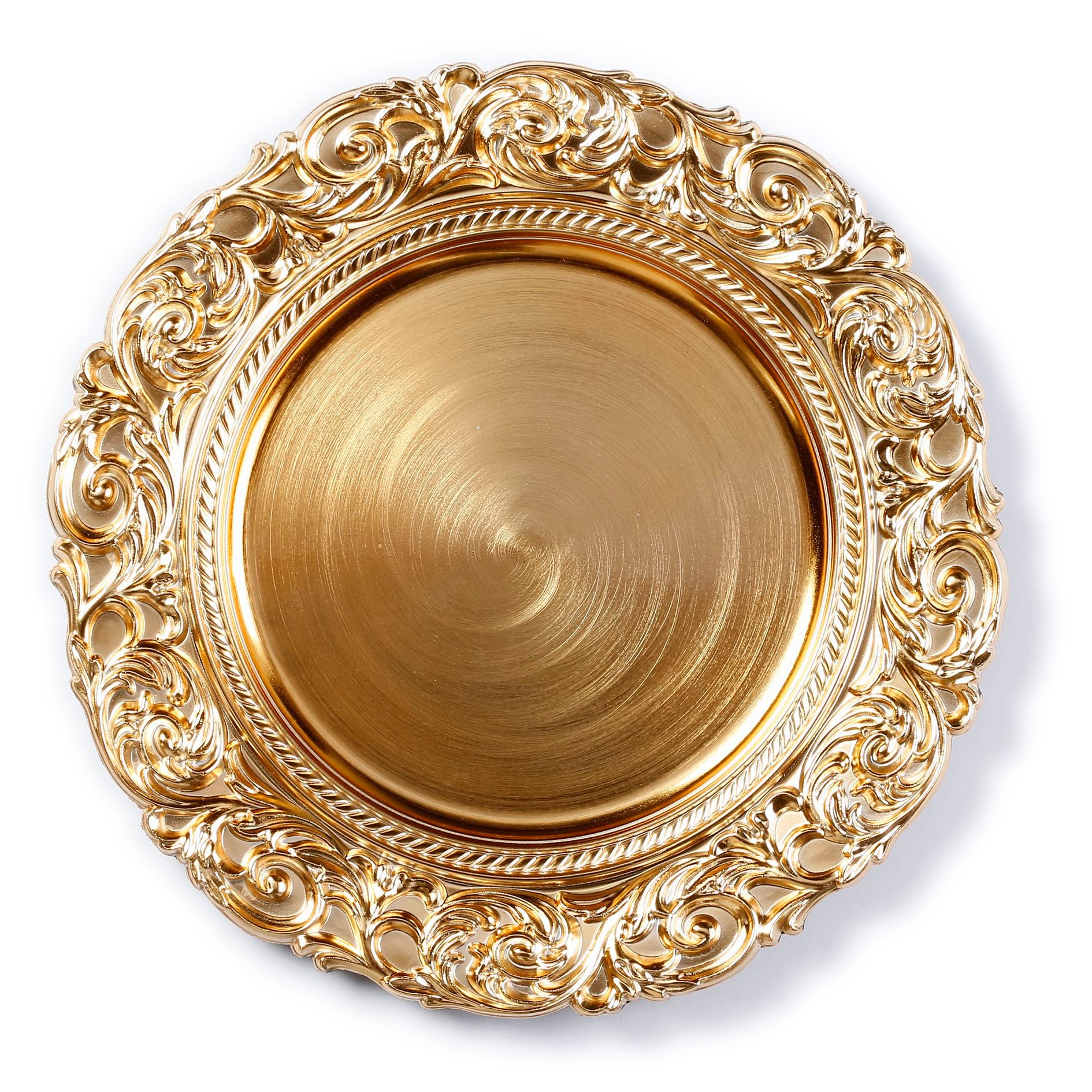 Holly & Jolly Dekoteller, Dekoteller Kunststoff mit Ornamenten am Rand 33cm gold