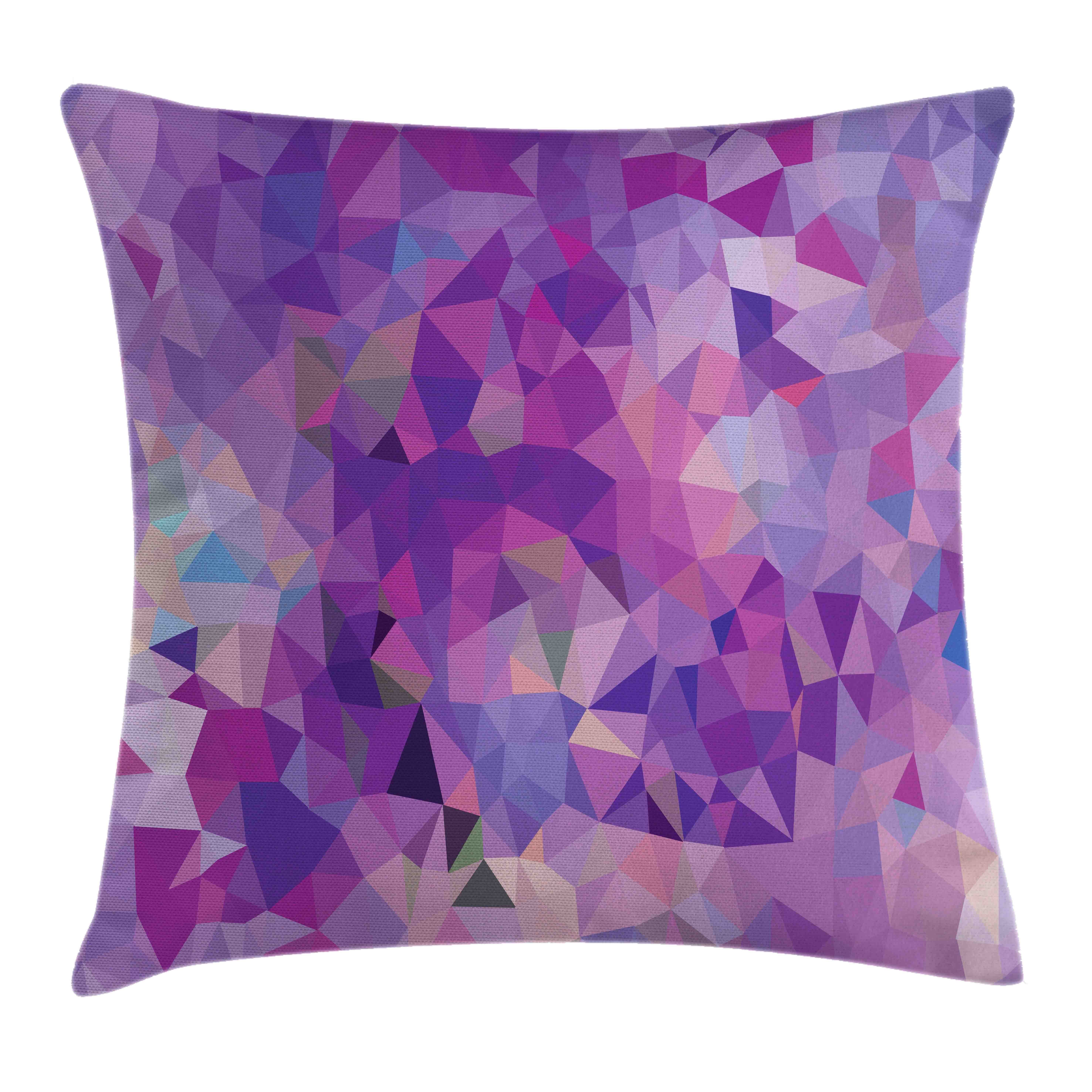 Kissenbezüge Waschbar mit Reißverschluss Kissenhülle mit Farbfesten Klaren Farben Beidseitiger Druck, Abakuhaus (1 Stück), Polygonen Violet tonte Triangles