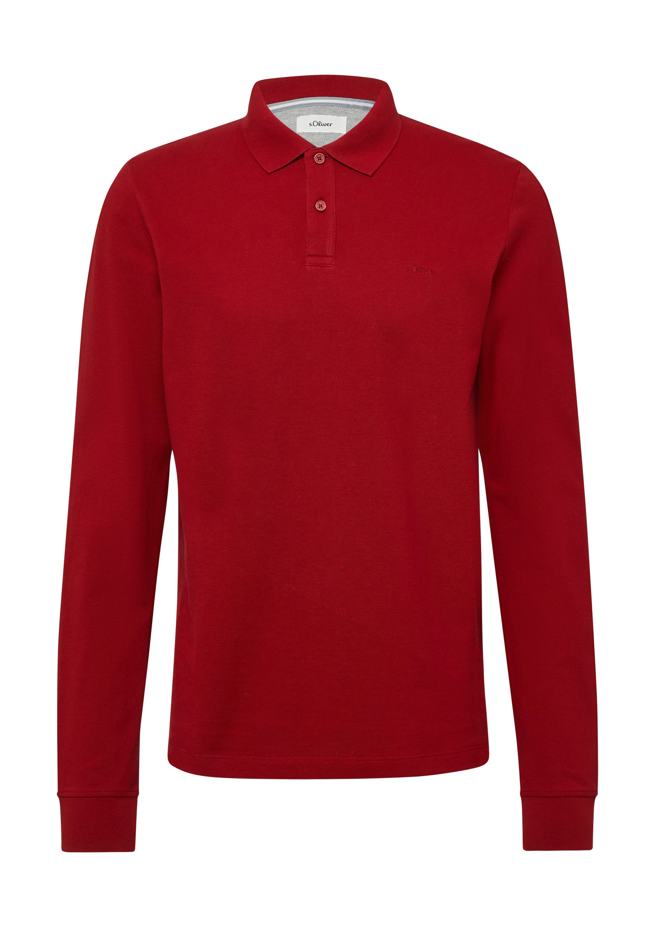 s.Oliver Langarmshirt Polo-Shirt Langarm-Poloshirt aus Baumwoll-Piqué günstig online kaufen