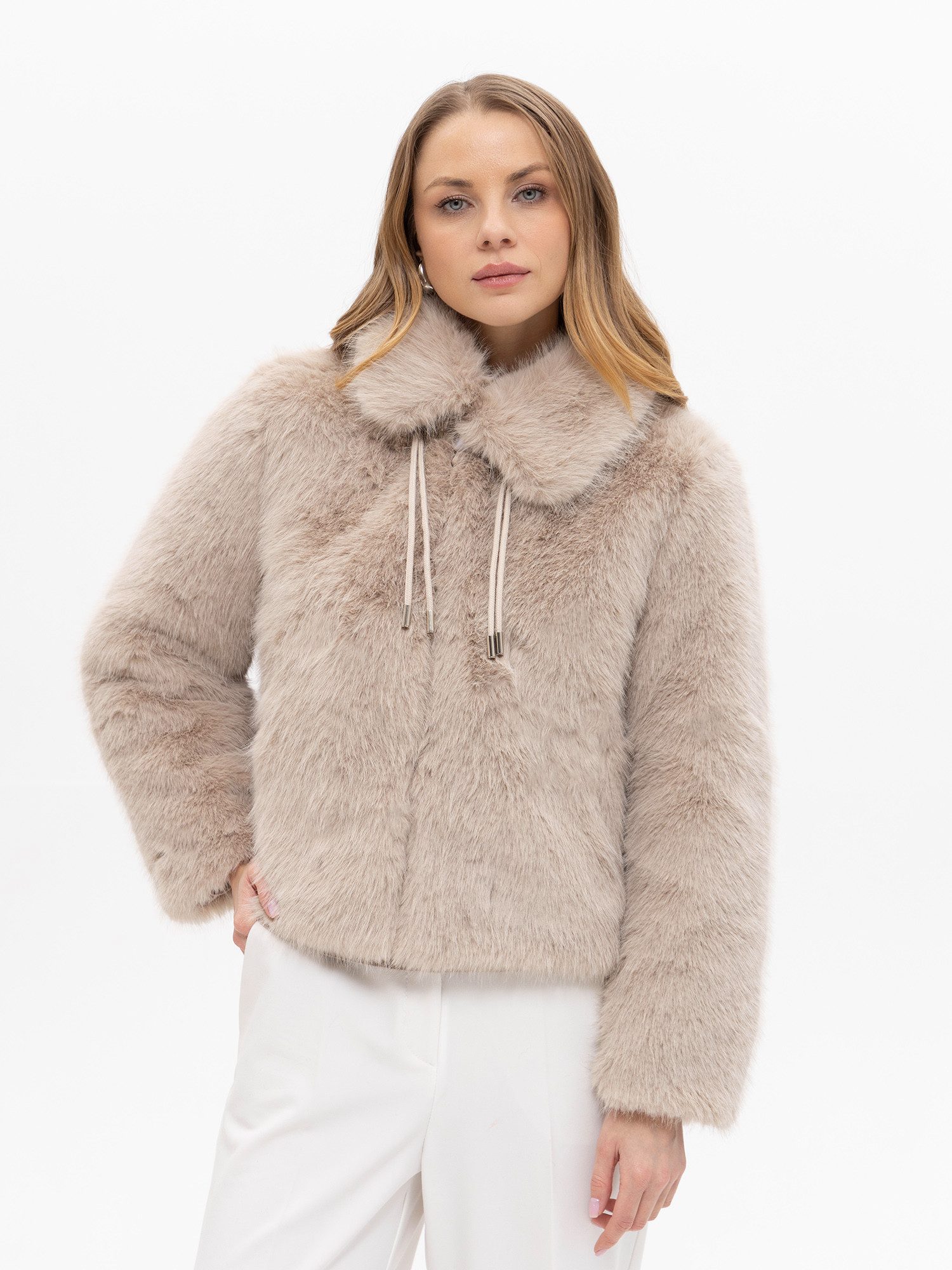 Passioni Fellimitatjacke mit Kragen Unifarbe, Ohne Kapuze günstig online kaufen