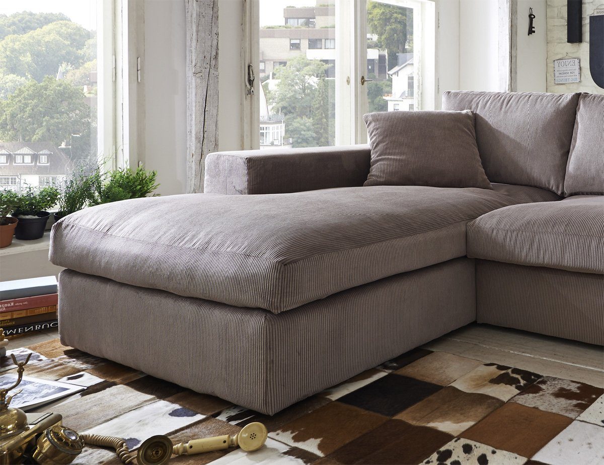 Oliv Ecksofa Pickup-Möbel links Linari Cord Longchair