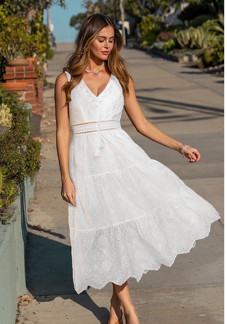 Cupshe A-Linien-Kleid Tropisches Wind Weißes Maxikleid – Bild 5 von 5