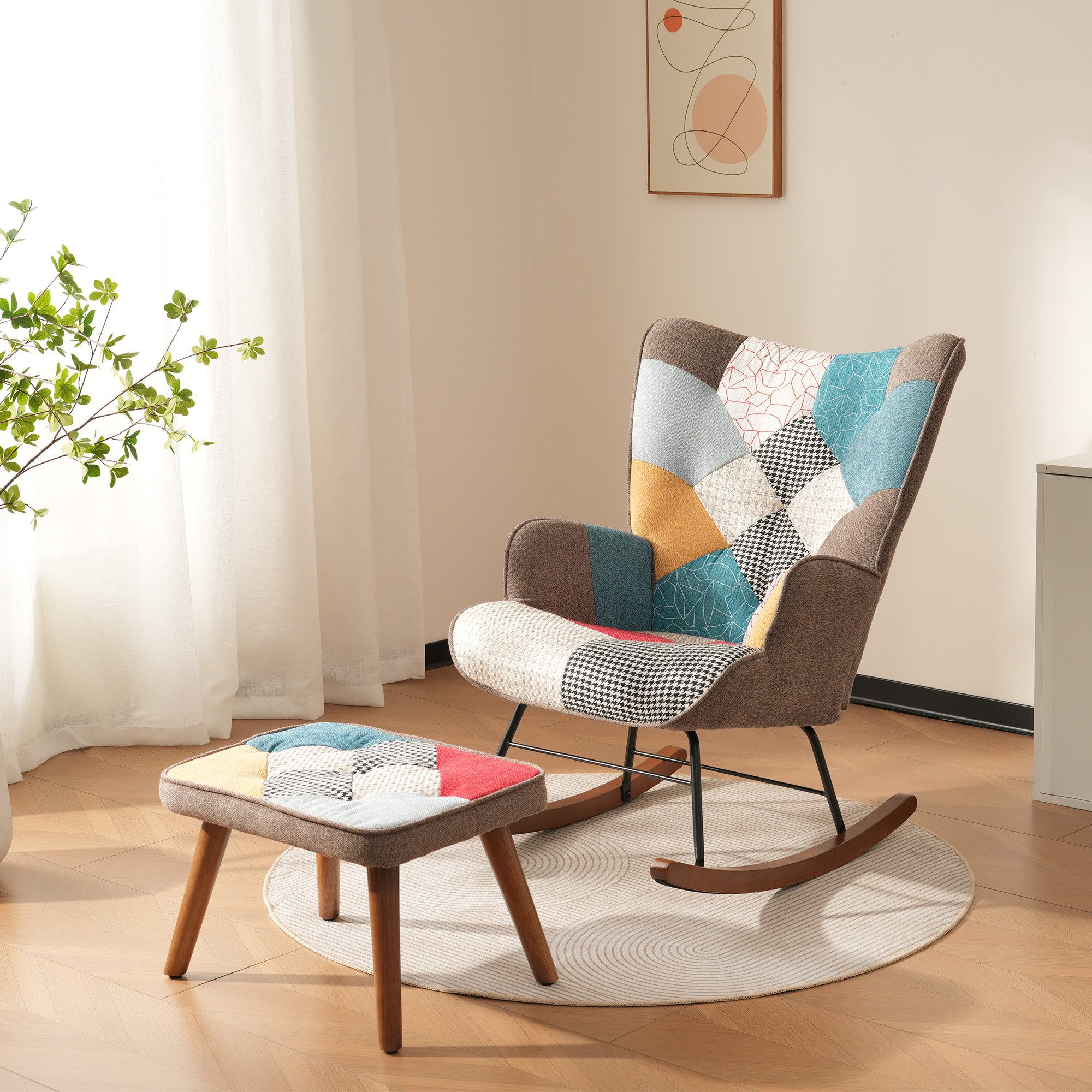 OKWISH Ohrensessel Freizeitstuhle mit Fußstütze (Schaukelstuhl, günstig online kaufen