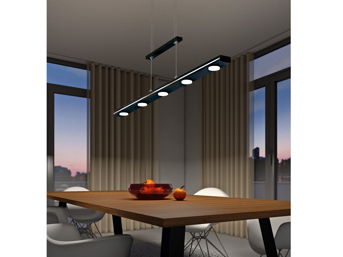 TRIO Leuchten LED Pendelleuchte, Dimmfunktion Up& Down Beleuchtung, LED fest integriert, stufenweise dimmbar über Touch, Warmweiß, Neutralweiß, Lange Esstisch-Lampe hängend, Lichttemperatur einstellbar Breite 100cm