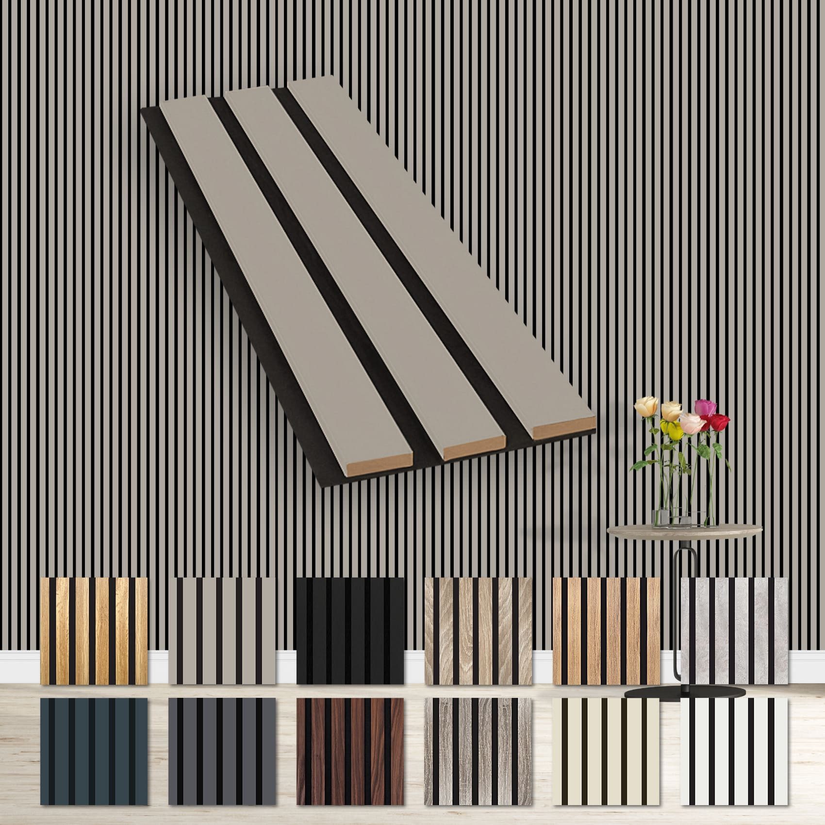 Hexim Wanddekoobjekt Sandgrey (Akustikpaneele Musterstück - flexible Lamell günstig online kaufen