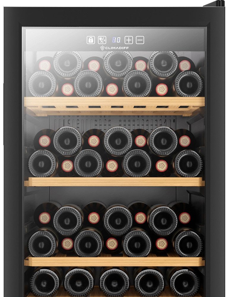 CLIMADIFF Weinkühlschrank CLS52B1,52 Standardflaschen 0,75l, LED Beleuchtung, freistehend