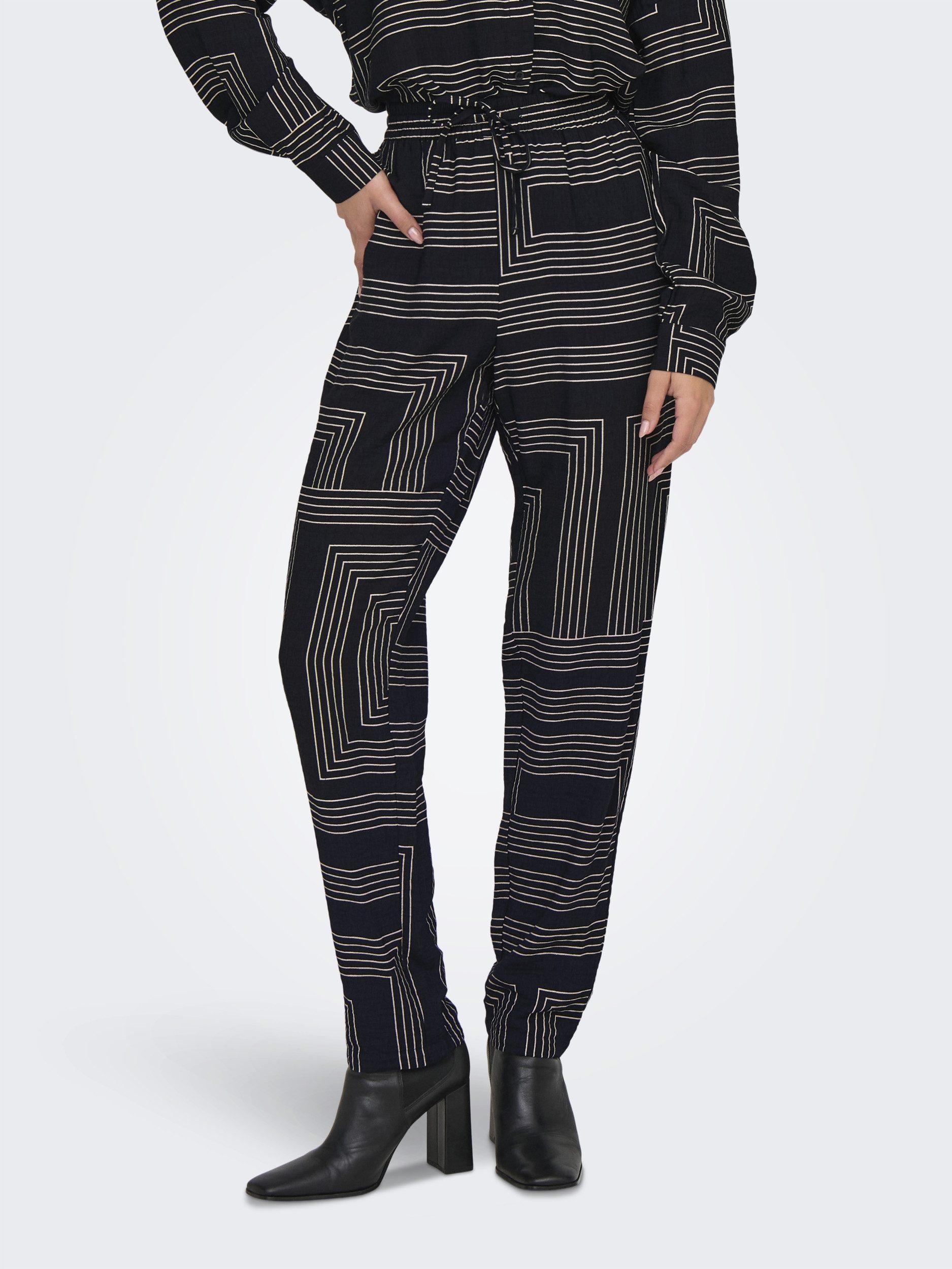 Stoffhose - gemusterte Stoffhose mit weitem Bein