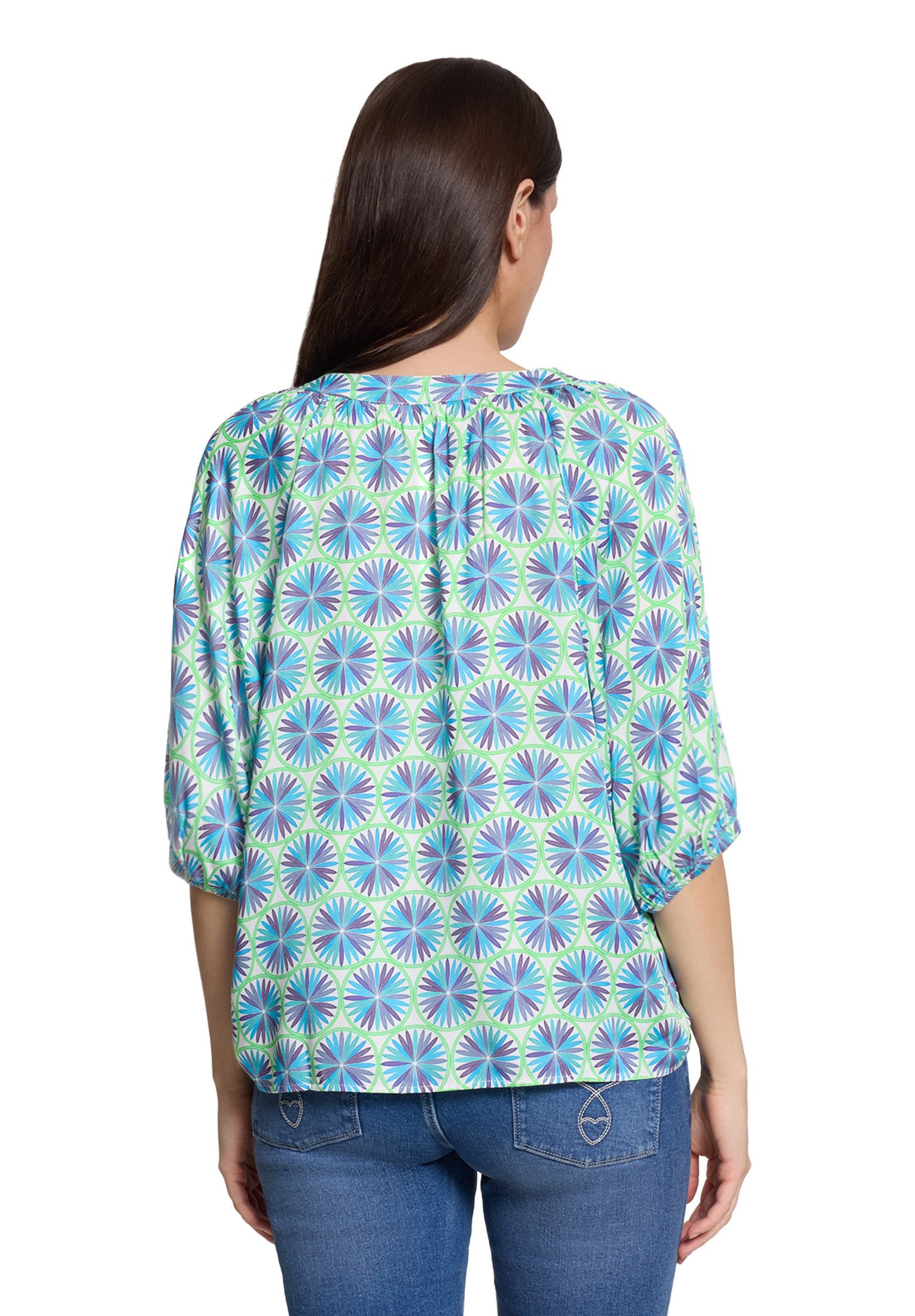 Cartoon Schlupfbluse Damen mit Raffung
