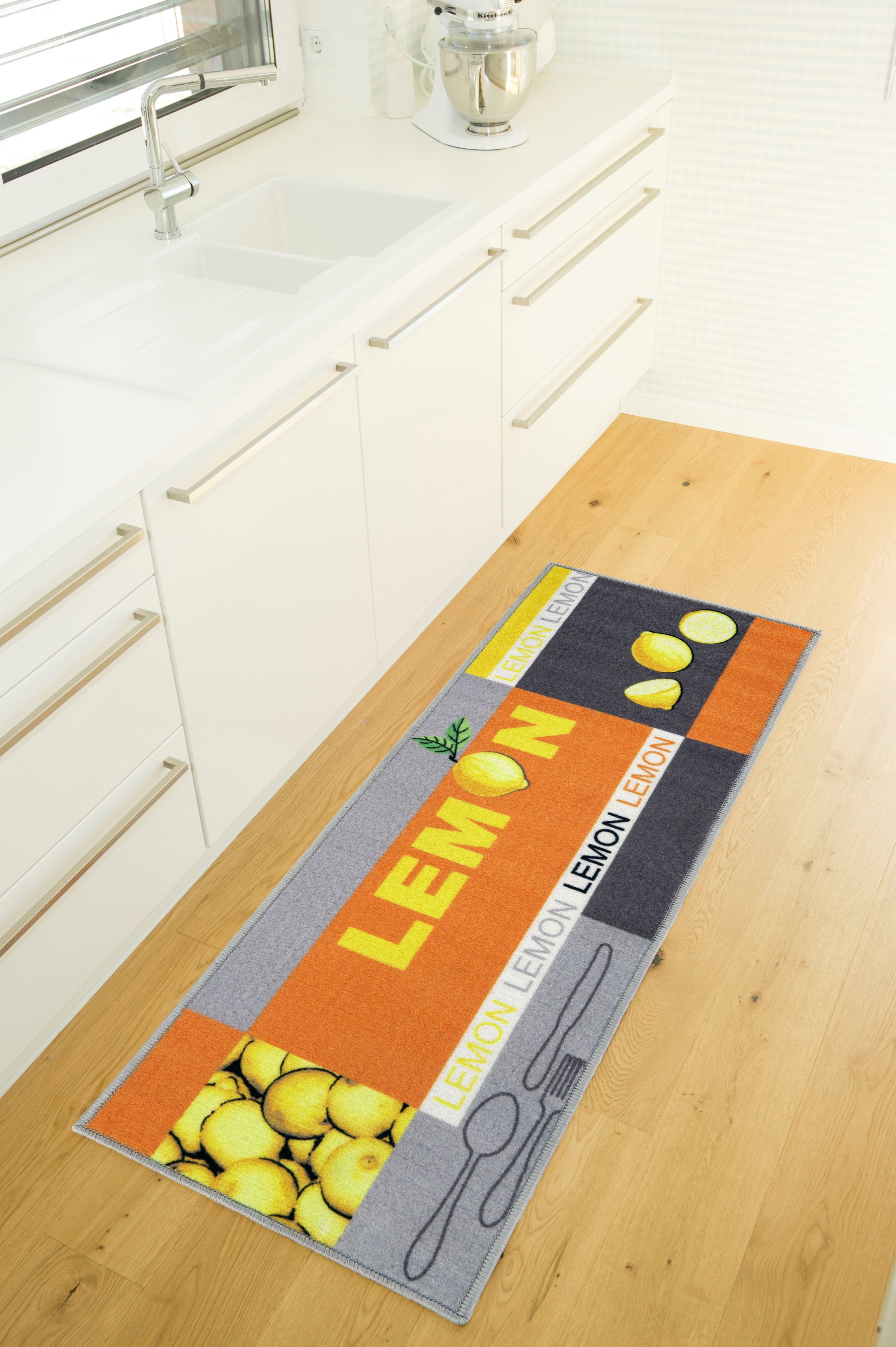 Küche Höhe: mit Küchenläufer 5 Schriftzug, Zitronen, Größe Motiv 50x150 cm, Lemon, rechteckig, Andiamo, mm,