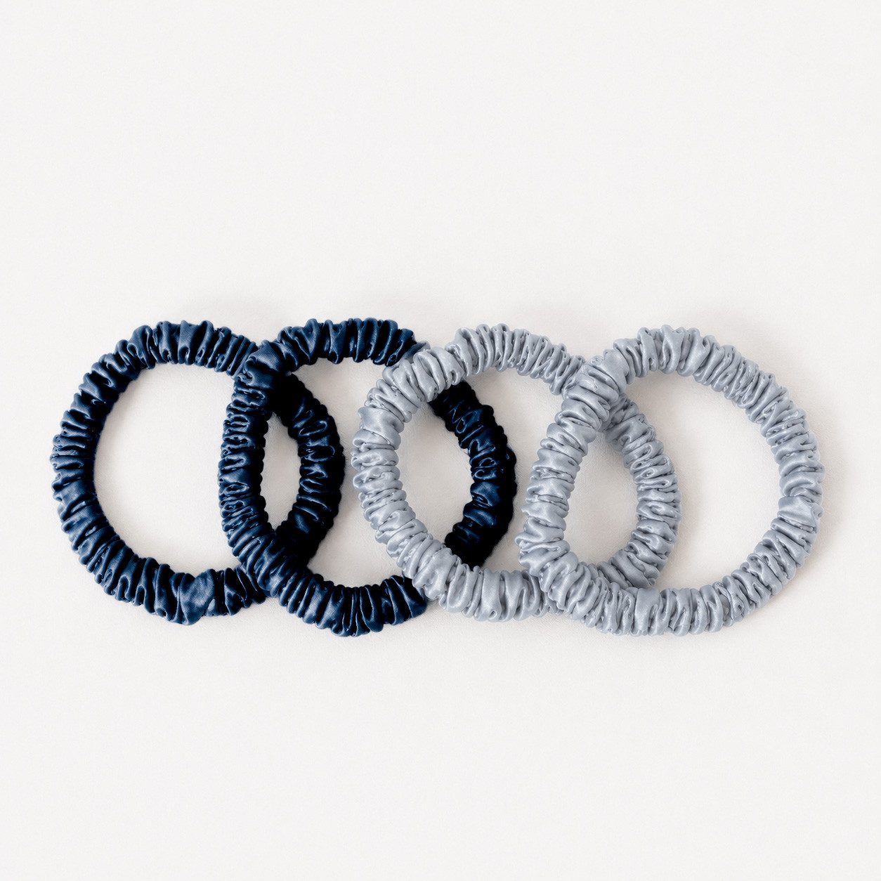 bene-sleep. Haarband bene-sleep Seiden Haargummi Slim Scrunchies 4er-Set 1cm, 100% reine Maulbeerseide, Geschenkverpackung