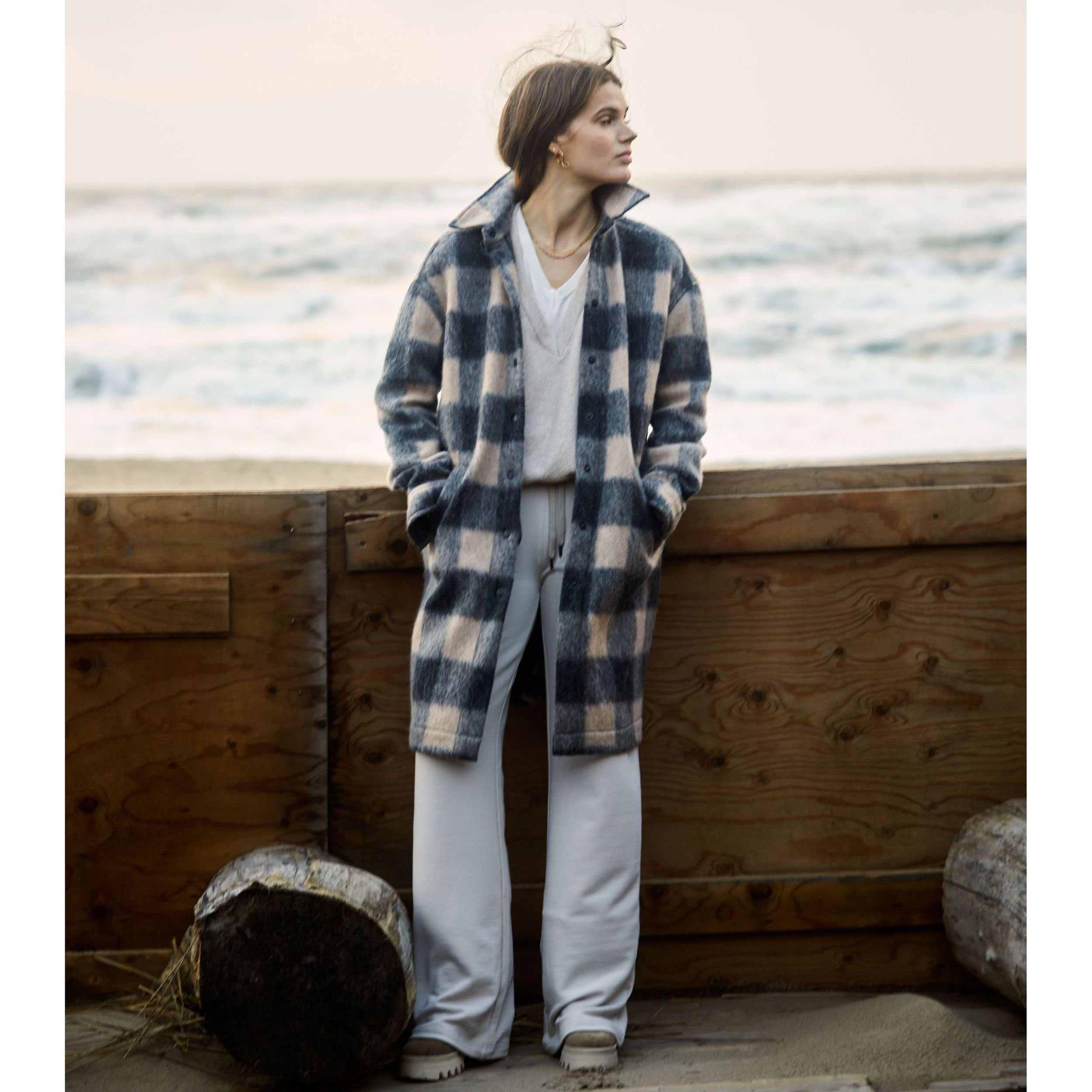 Moscow Design Wintermantel Milo Mantel in Anthrazit-Camel kariert günstig online kaufen