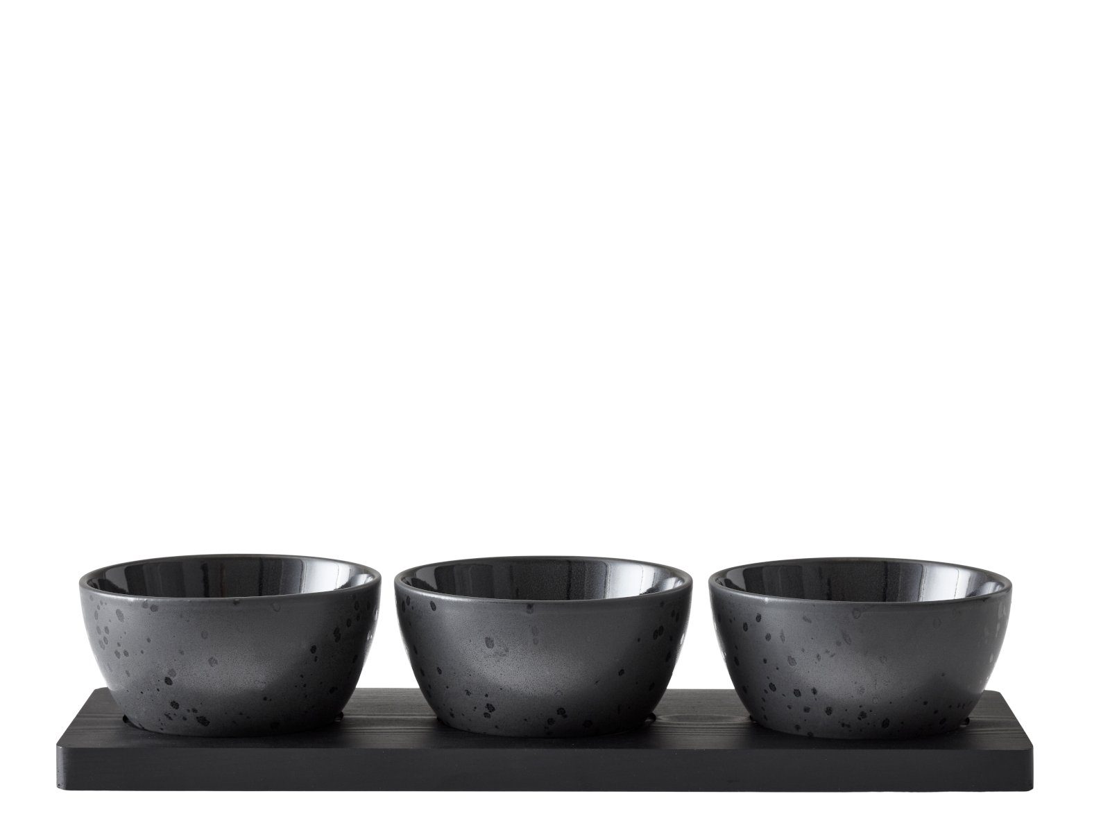 Bitz Geschirr-Set Cabaret Set galaxy black 4tlg., Steinzeug / Holz