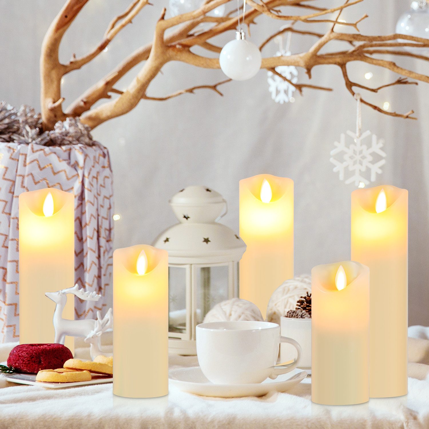 Clanmacy LED-Kerze LED Kerzen Set Flammenlose Weihnachtsdeko Candle Timer F günstig online kaufen
