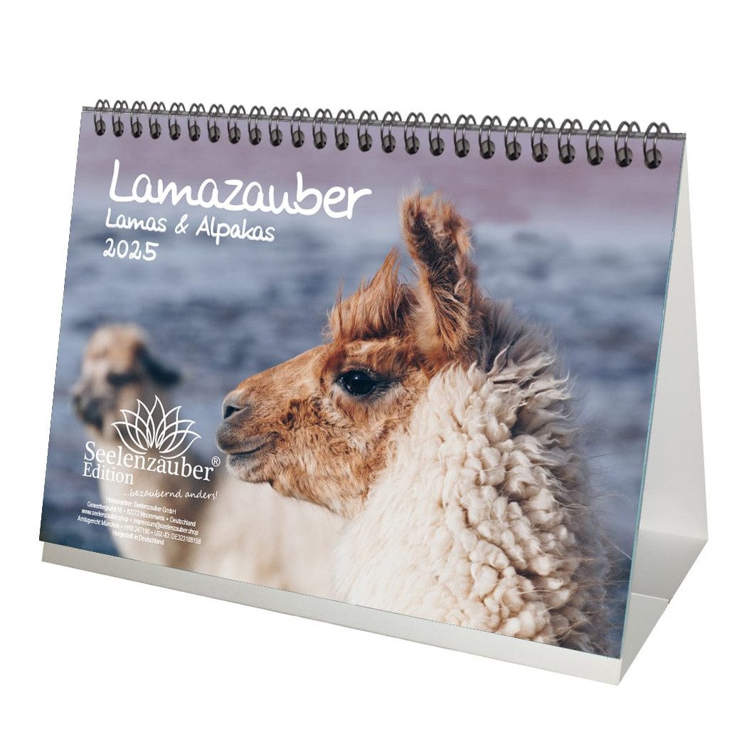 Seelenzauber Tischkalender Lamazauber DIN A5 Kalender für 2025 Lama Alpaka