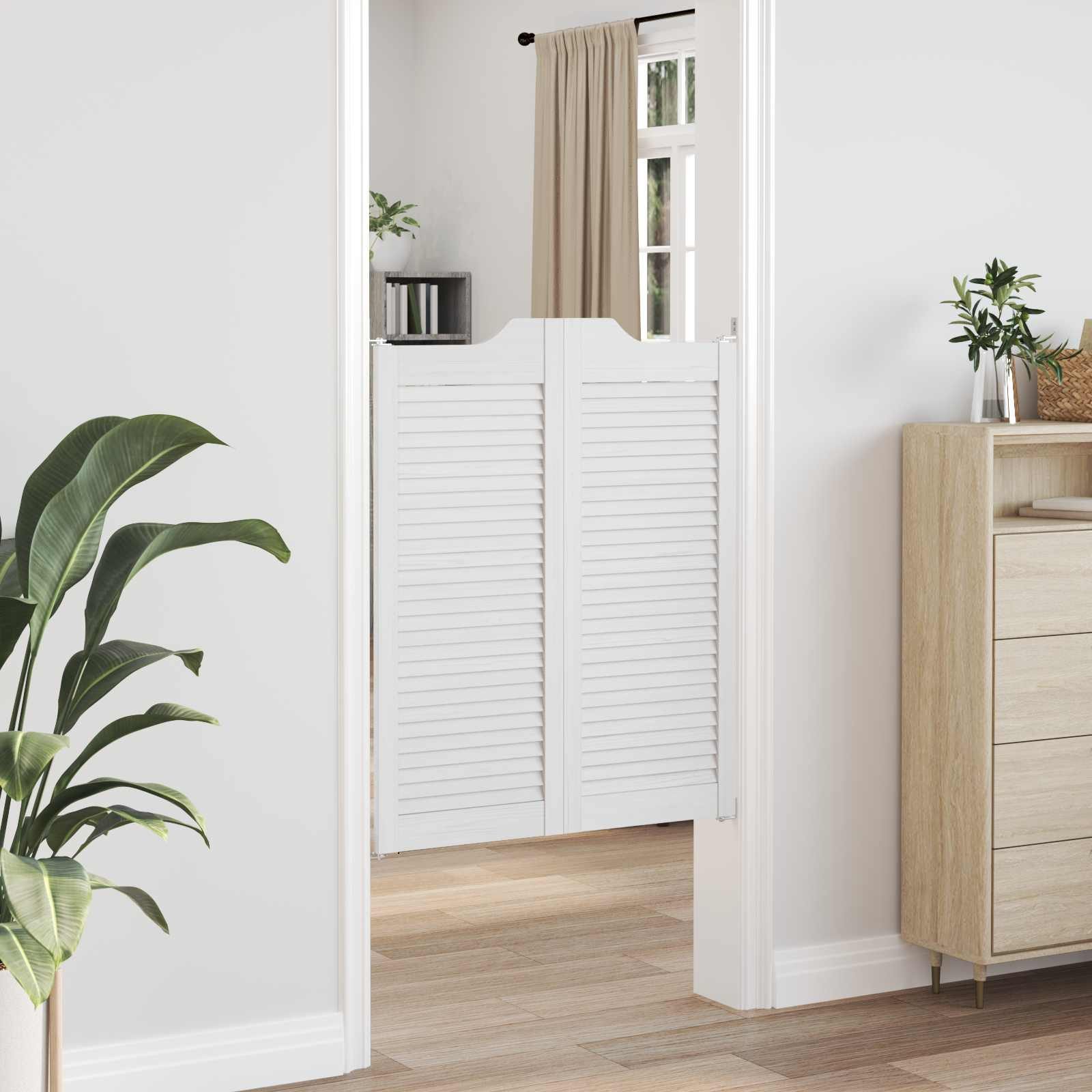 vidaXL Haustür Schwingtüren 2 pcs Weiß Massives Kiefernholz (2-St)