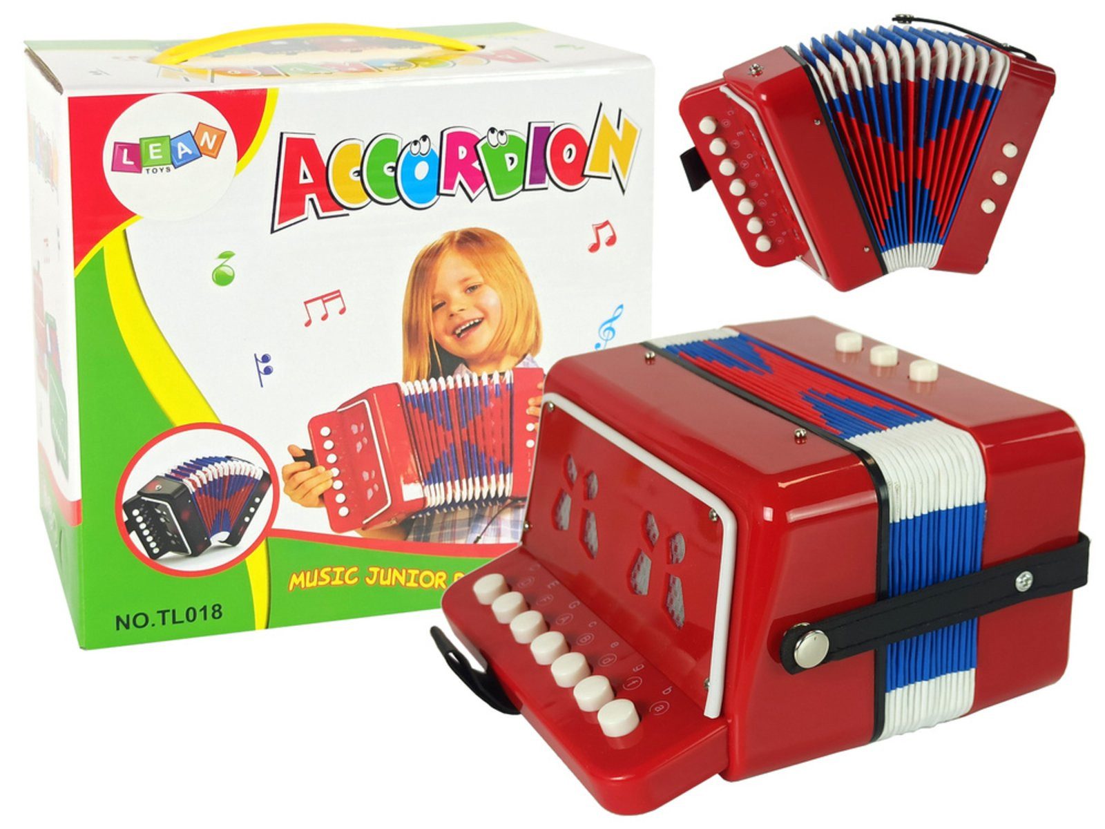 Wisam Lernspielzeug Akkordeon-Instrument für kleine Musikanten Rot
