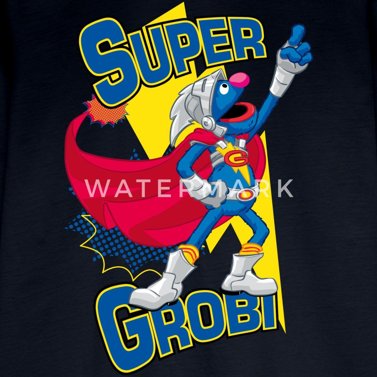 Spreadshirt T-Shirt Sesamstraße Grobi Supergrobi Superheld Kinder Premium Langarmshirt (1-tlg)
