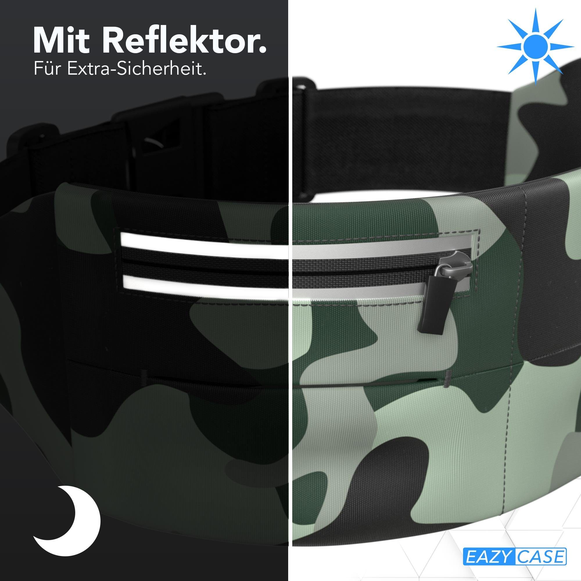EAZY CASE Laufgürtel Universal Sport Bauchtasche Breit Laufgürtel Joggen Damen Bauchtasche Sporttasche Schwarz Camouflage