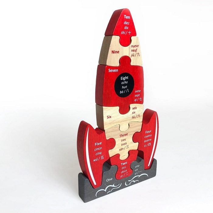 LK Trend & Style Puzzle Rakete Holzpuzzle dem Weltraum ein Stück näher 12 Puzzleteile