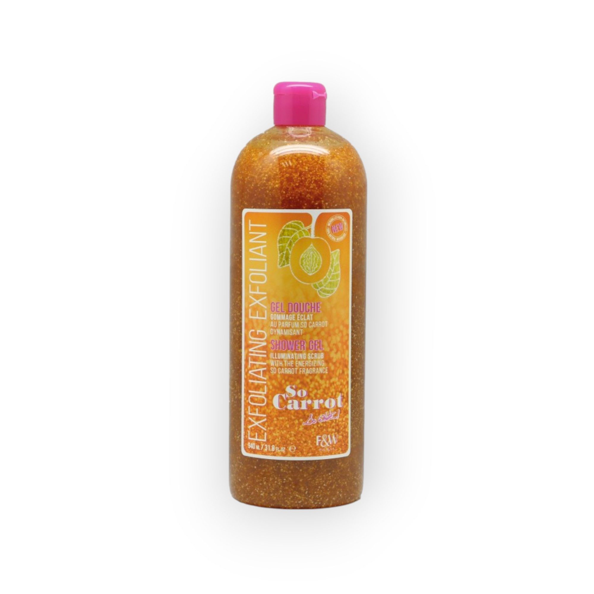Fair & White Paris Duschgel So Carrot Exfoliating 940ml, Exfolierendes Duschgel mit Aprikosenkernpulver.