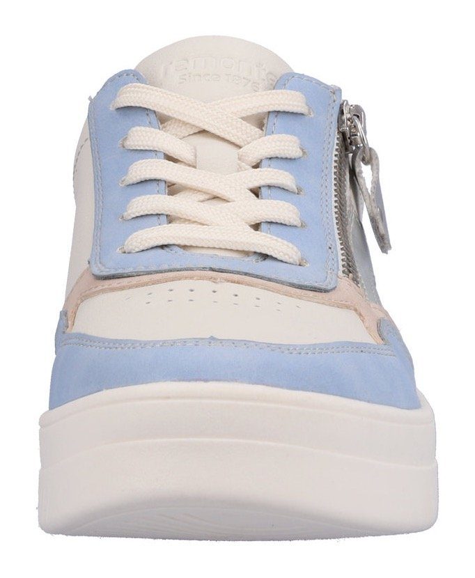 Reißverschluss Remonte offwhite-hellblau seitlichem Sneaker mit